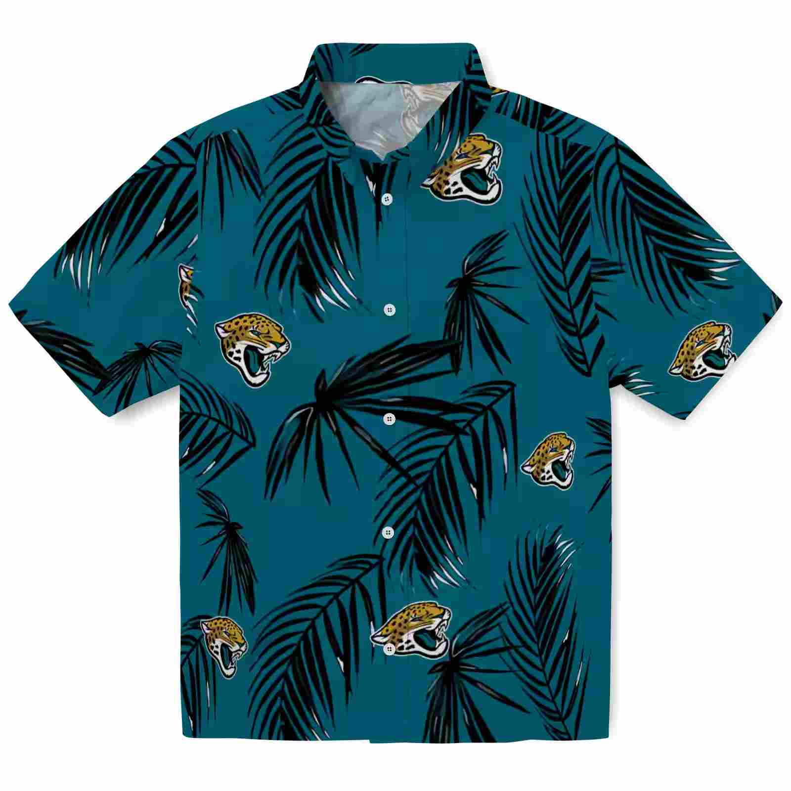 Jacksonville Jaguars Palm Leaf Teal Hawaiian Shirt