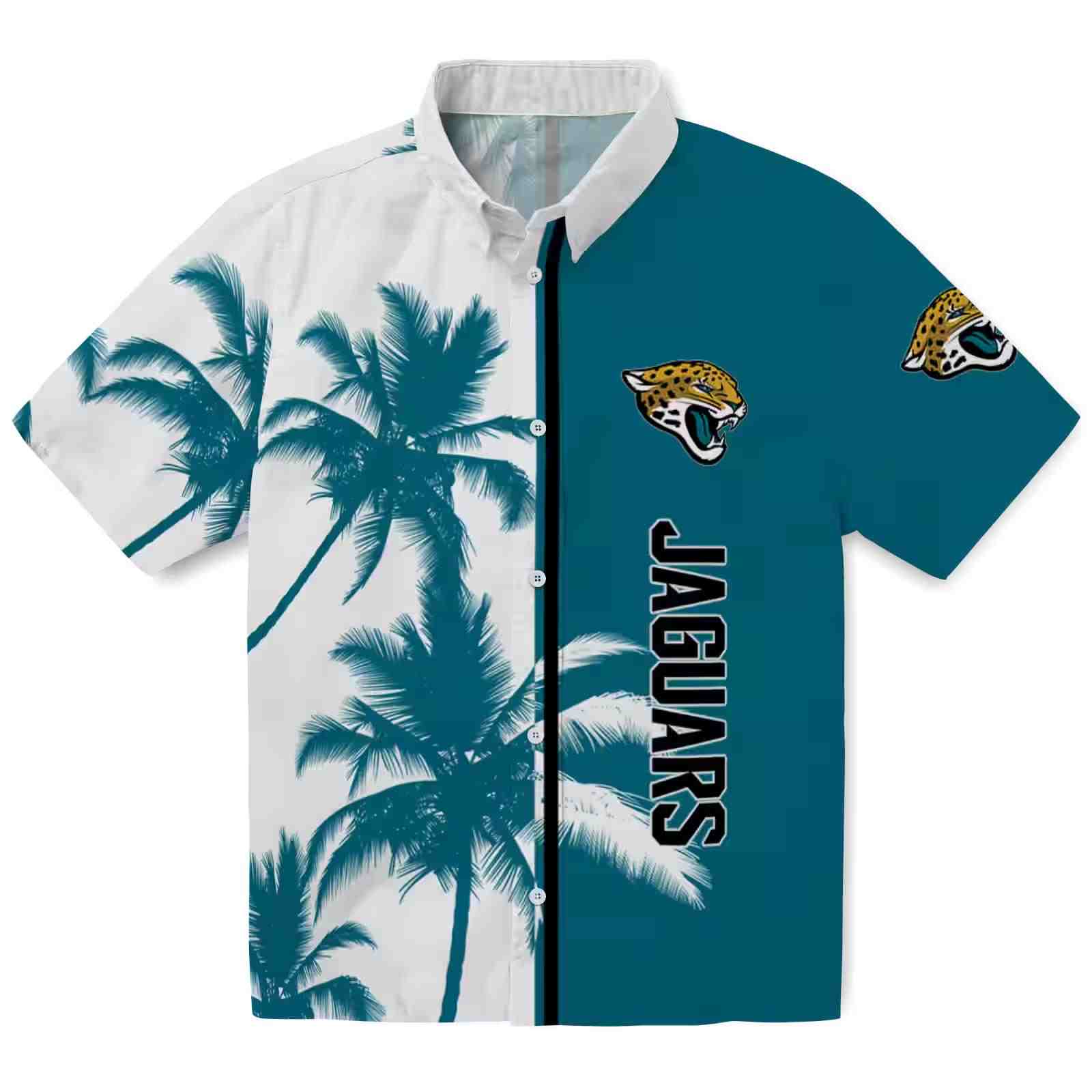 Jacksonville Jaguars Palm Trees Teal White Hawaiian Shirt