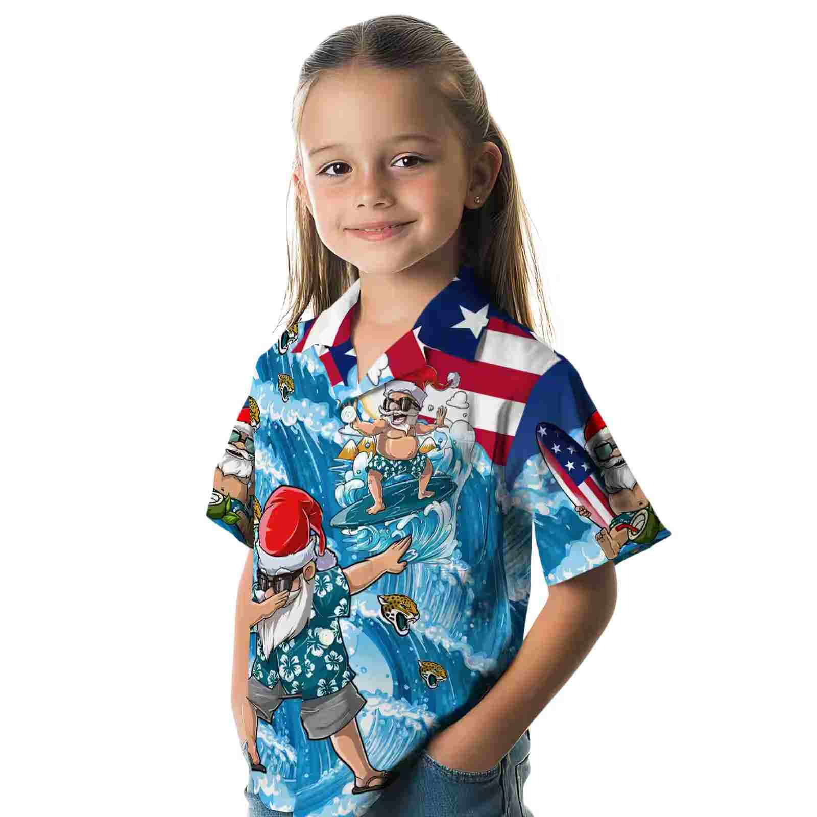 jacksonville jaguars surfing santa blue hawaiian shirt premium grade