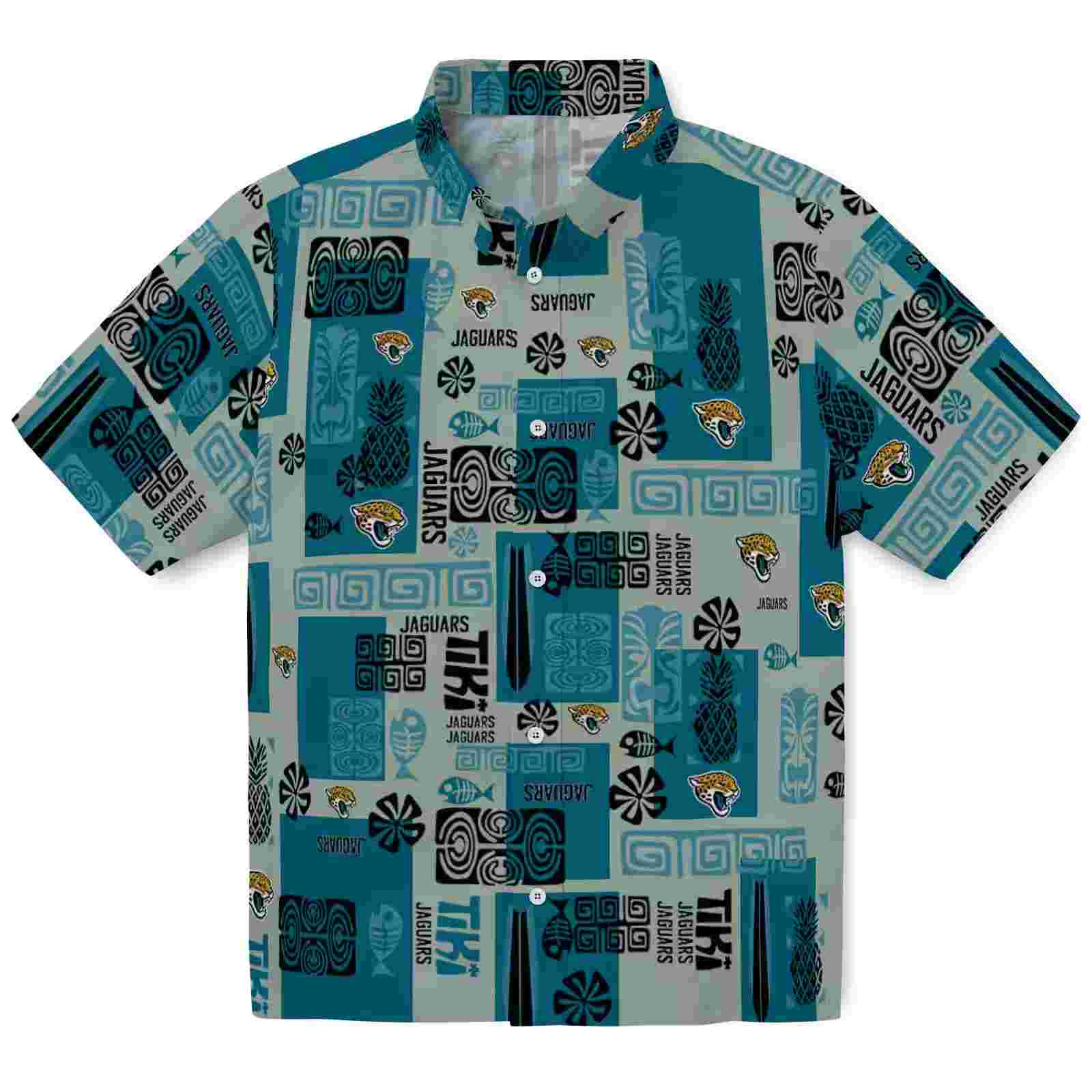 Jacksonville Jaguars Tribal Symbols Teal Hawaiian Shirt