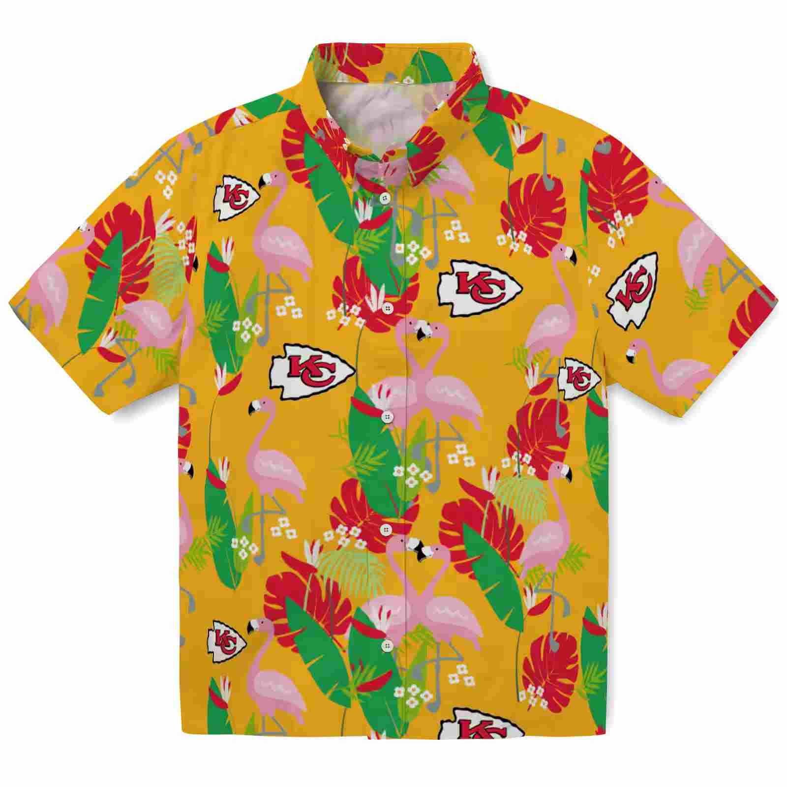 Kansas City Chiefs Flamingo Foliage Red Green Hawaiian Shirt