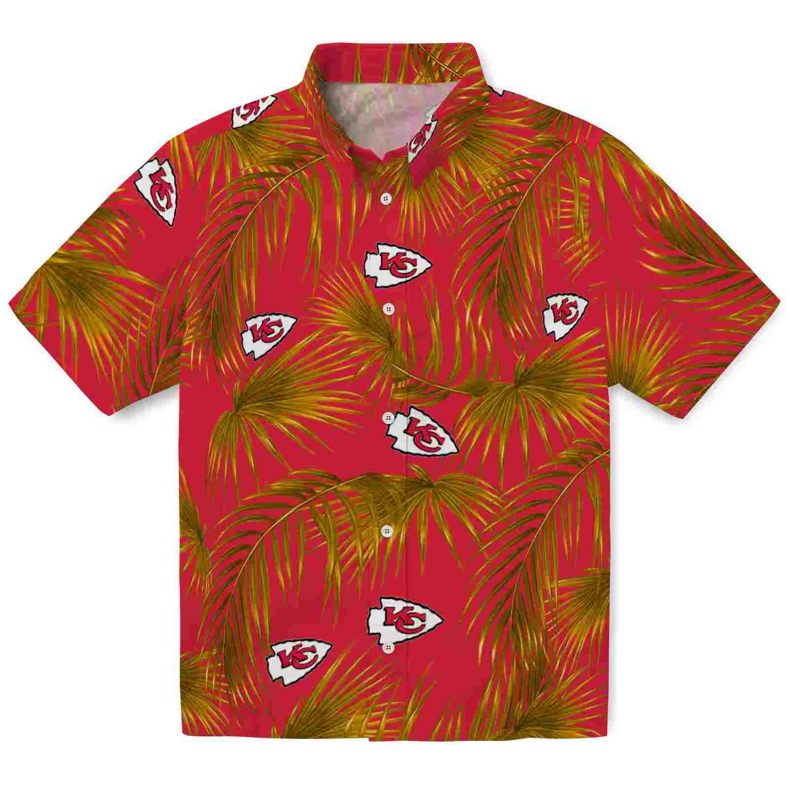 Kansas City Chiefs Leafy Palms Red Hawaiian Shirt