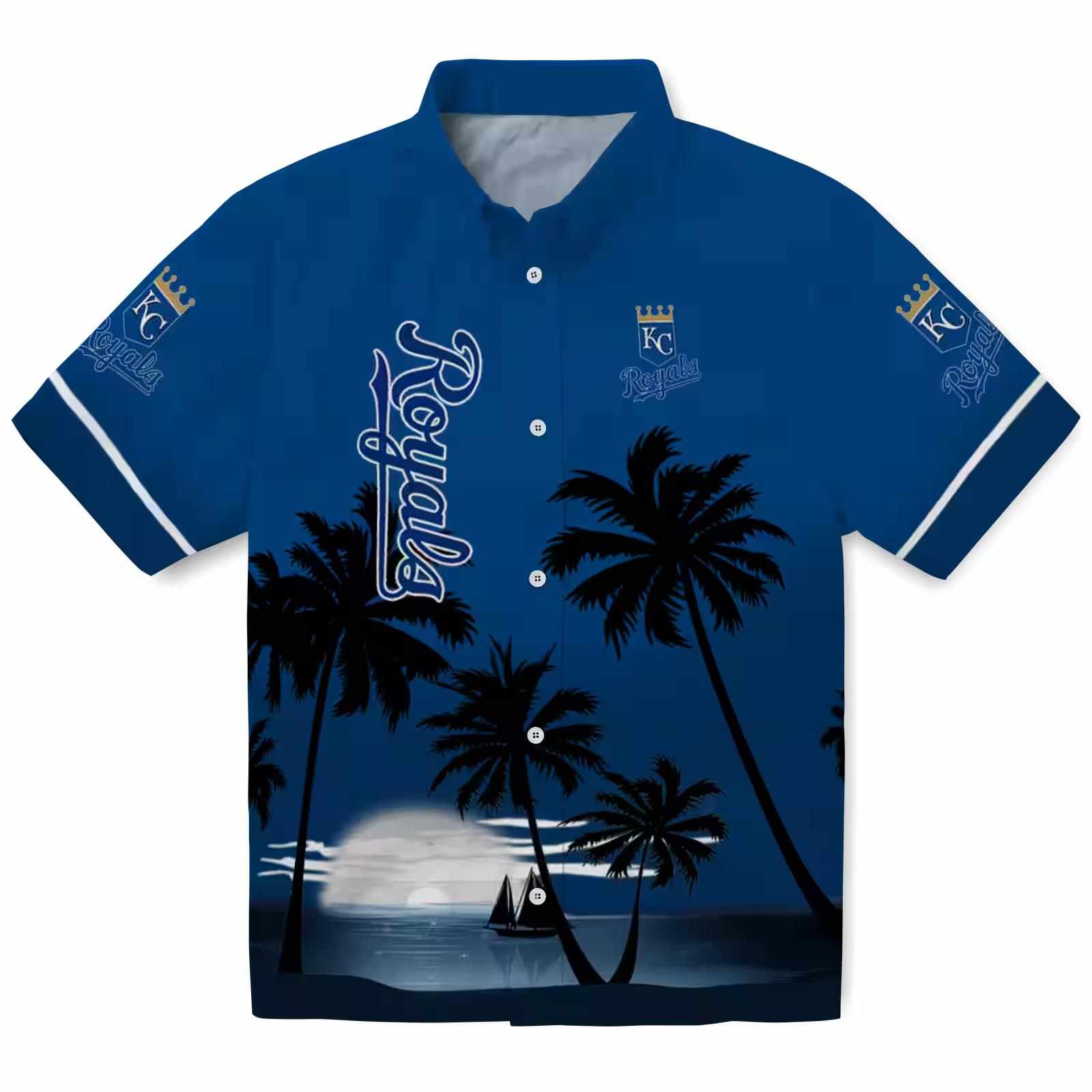 Kansas City Royals Beach Sunset Royal Blue Black Hawaiian Shirt