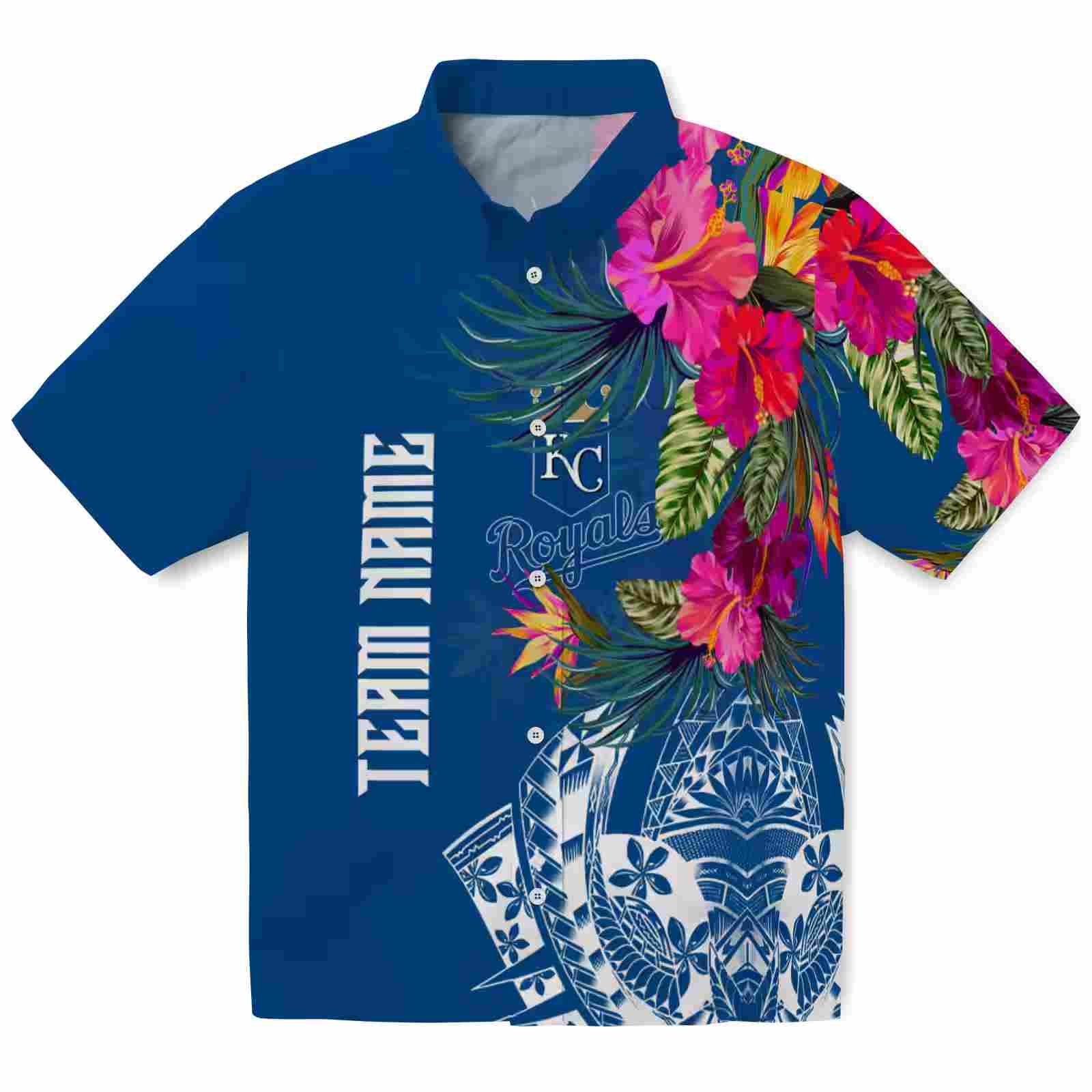 Kansas City Royals Floral Polynesian Royal Blue Hawaiian Shirt