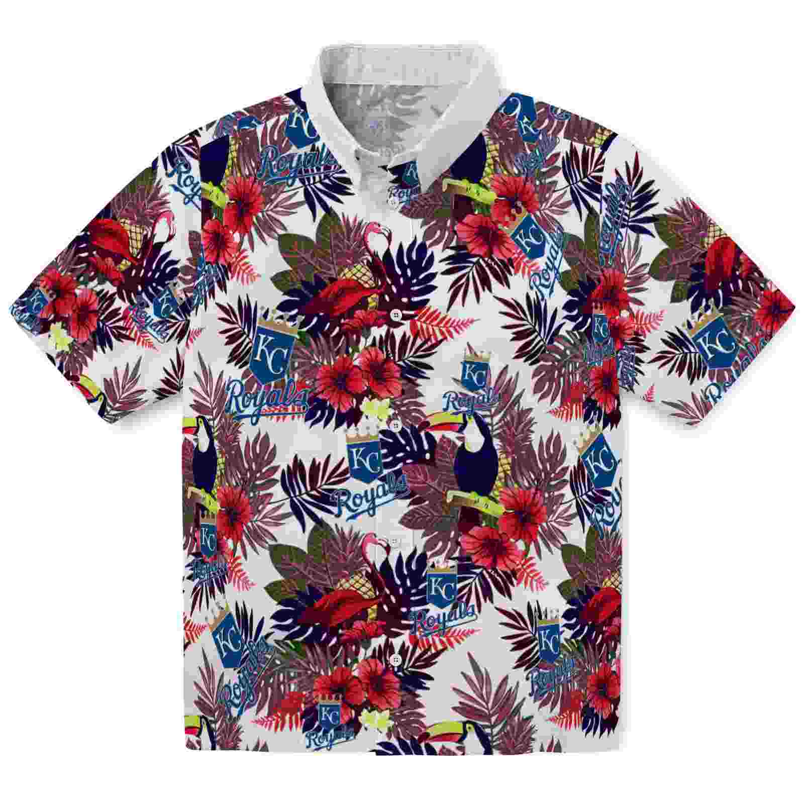 Kansas City Royals Floral Toucan Royal Blue Red Hawaiian Shirt