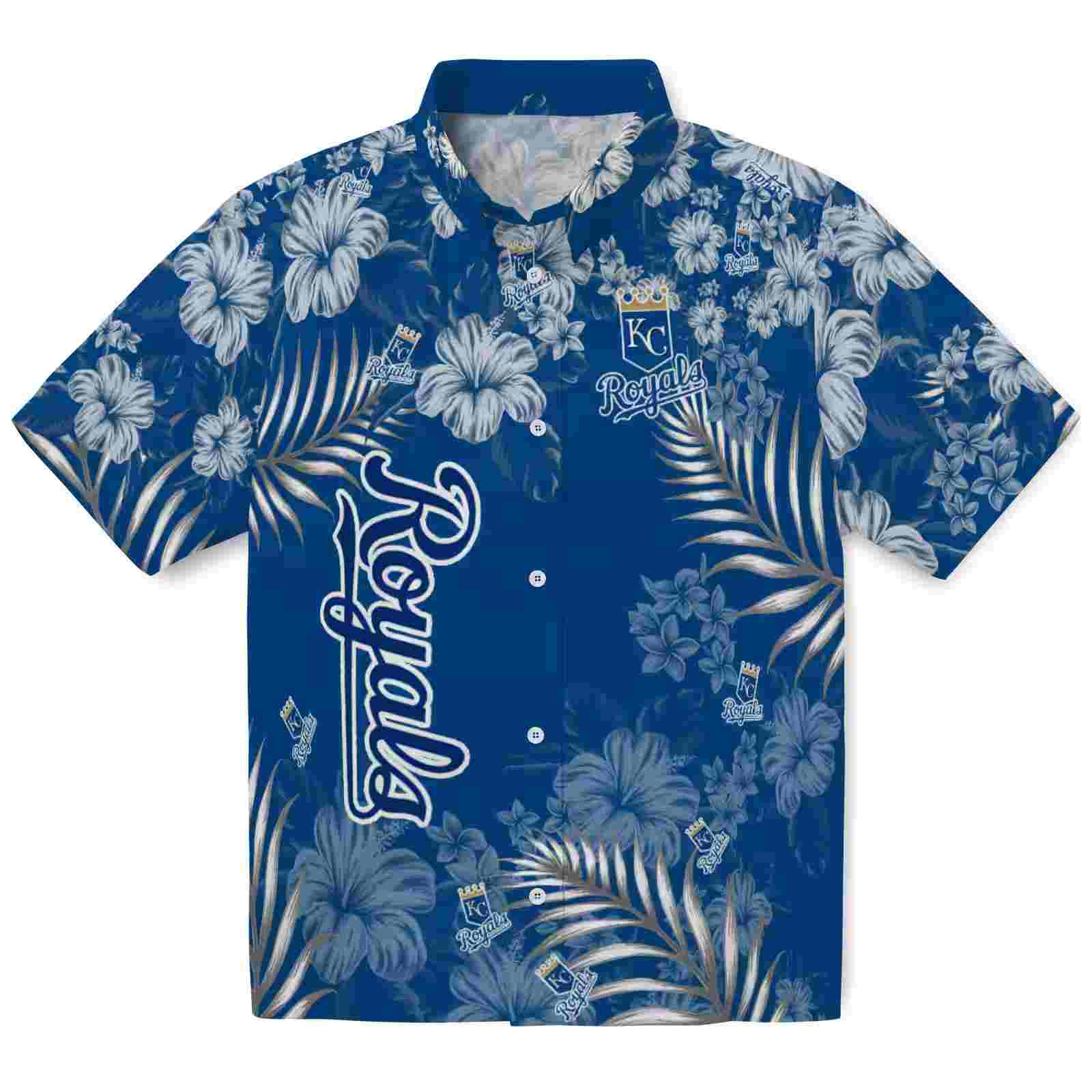 Kansas City Royals Hibiscus Print Royal Blue Hawaiian Shirt