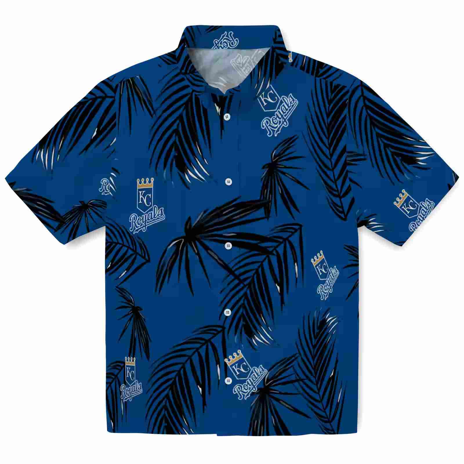 Kansas City Royals Palm Leaf Royal Blue Hawaiian Shirt