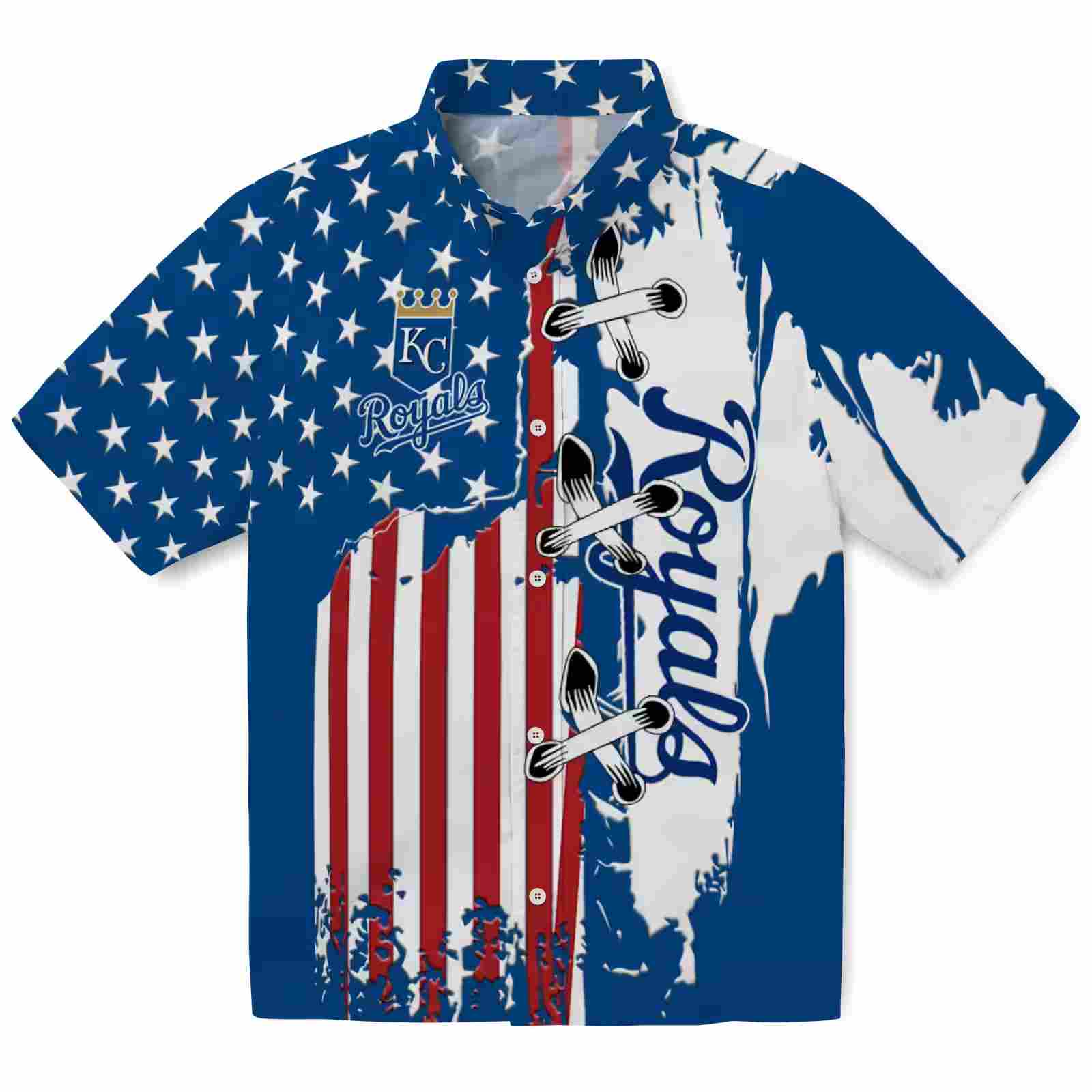 Kansas City Royals Stitched Flag Royal Blue Hawaiian Shirt