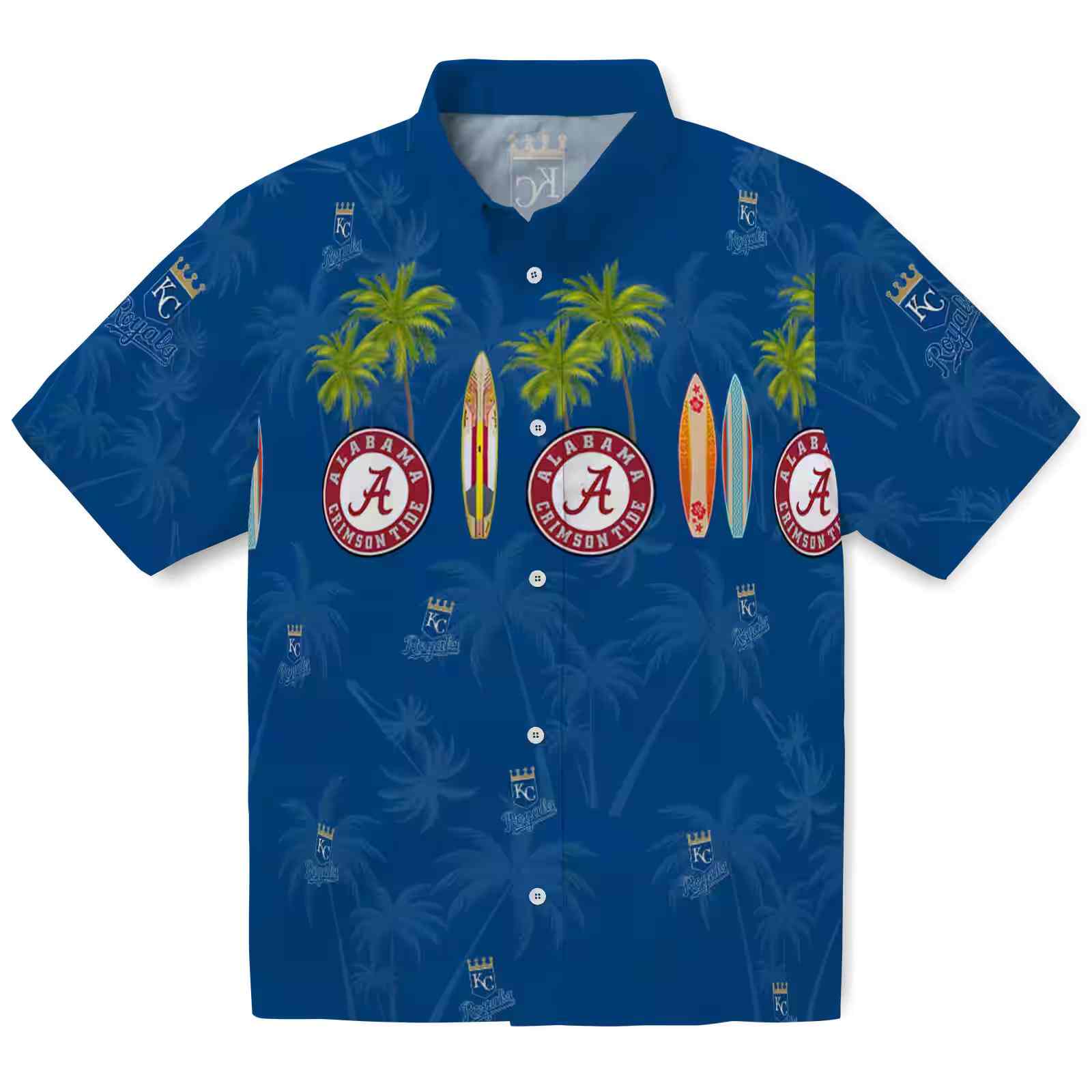 Kansas City Royals Surfboard Palm Royal Blue Hawaiian Shirt