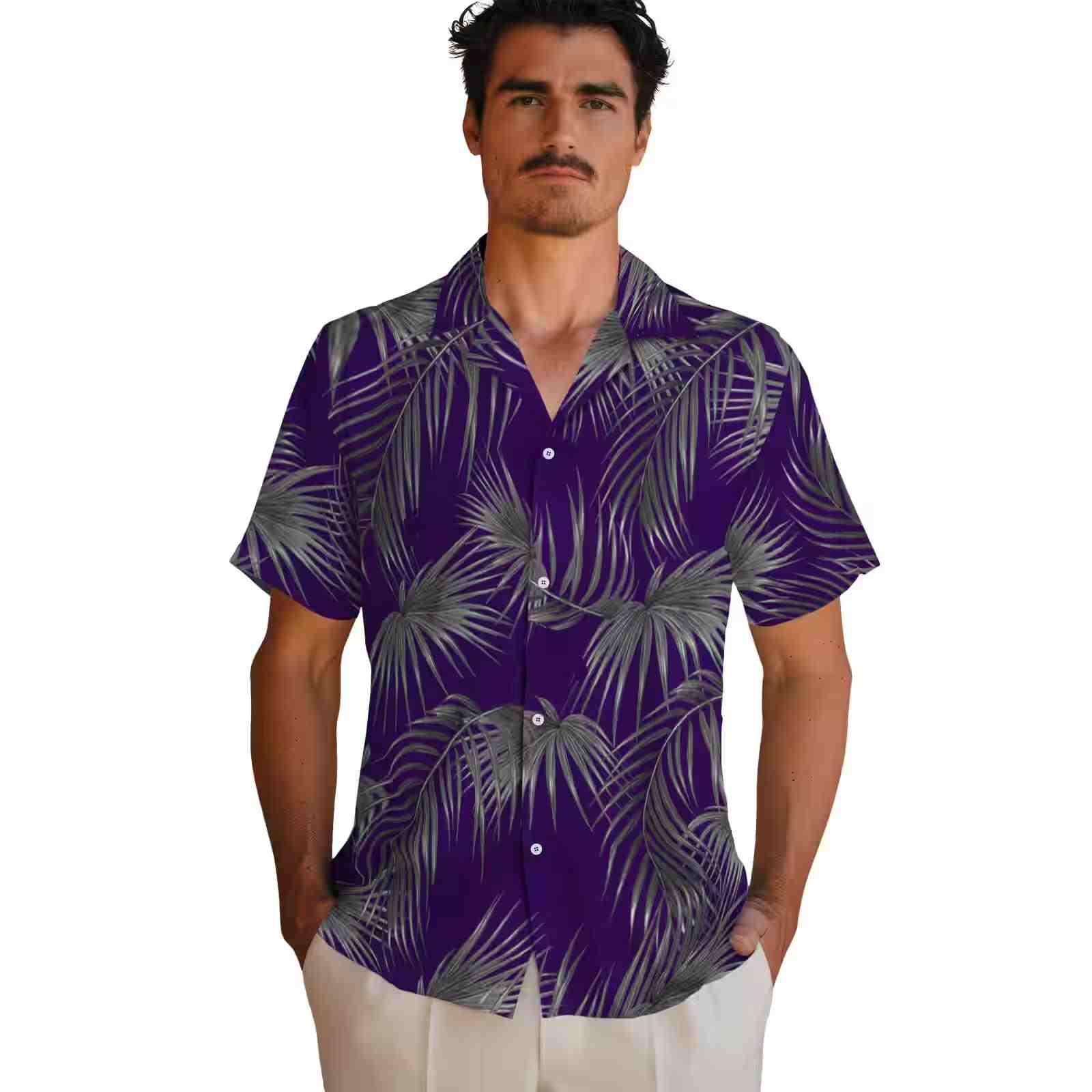 kansas state wildcats leafy palms purple hawaiian shirt fashion forward