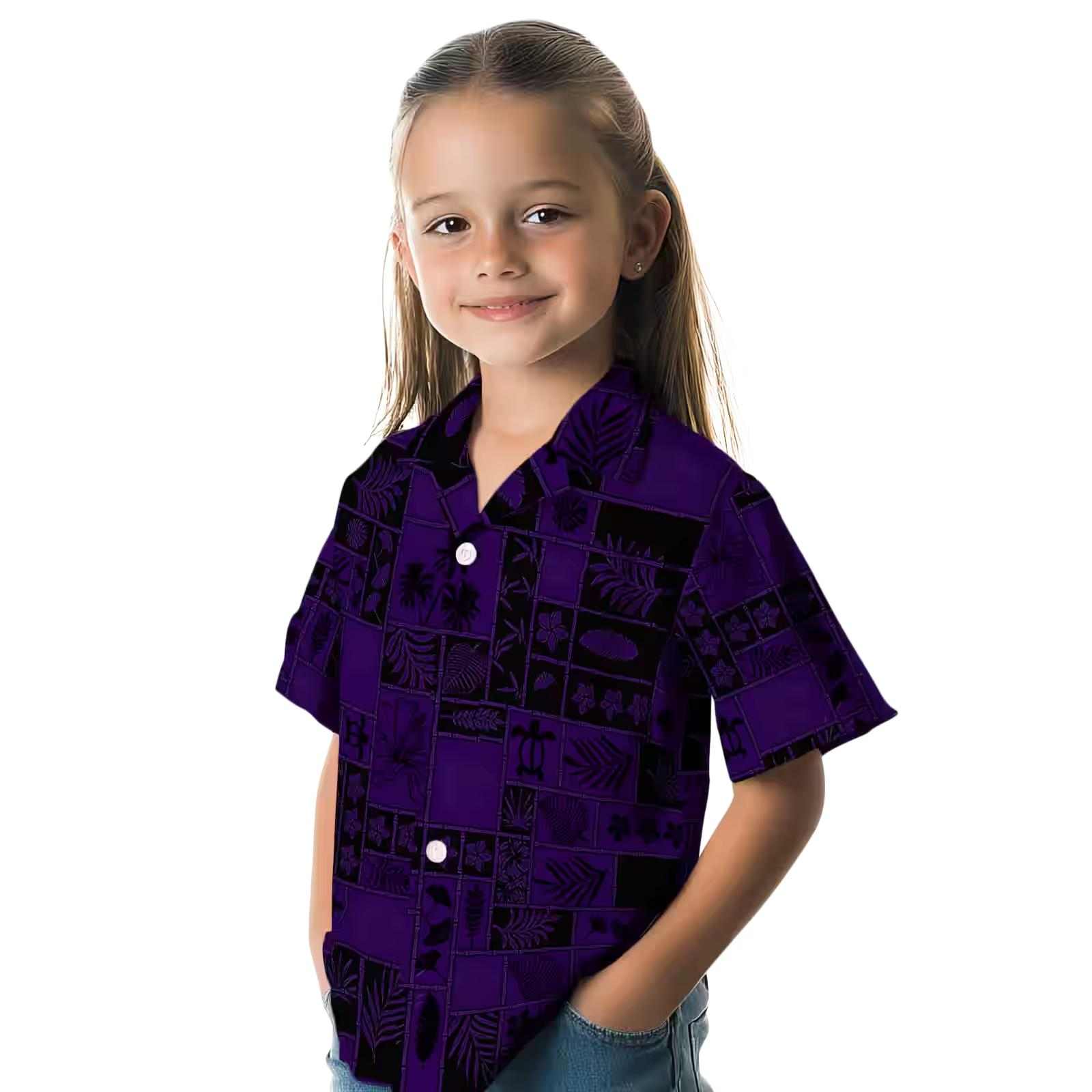 kansas state wildcats tropical patchwork purple black hawaiian shirt premium grade