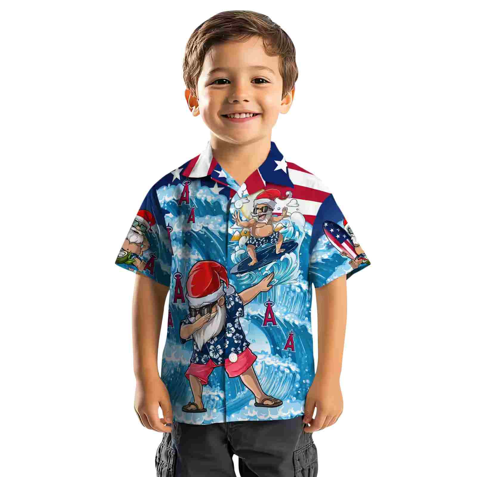 los angeles angels surfing santa blue hawaiian shirt top rated