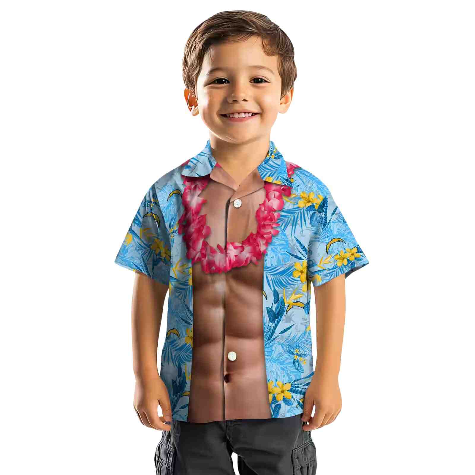 los angeles chargers chest illusion blue hawaiian shirt top rated