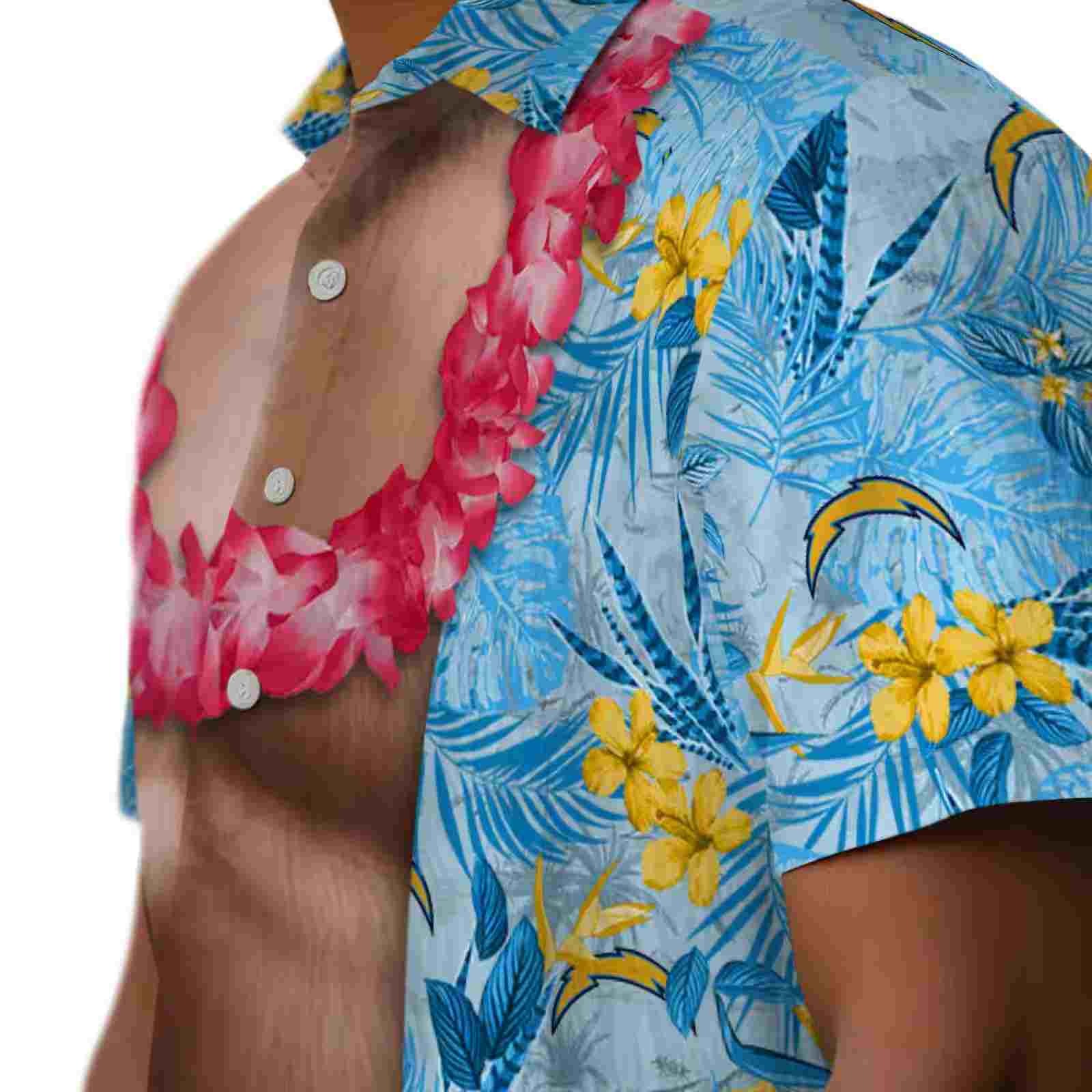 los angeles chargers chest illusion blue hawaiian shirt trendy