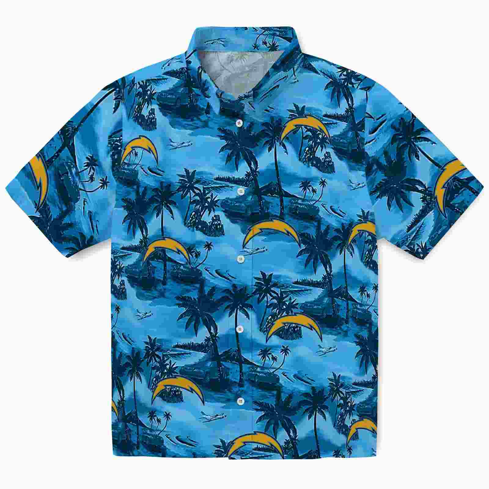 Los Angeles Chargers Coastal Palms Blue Hawaiian Shirt