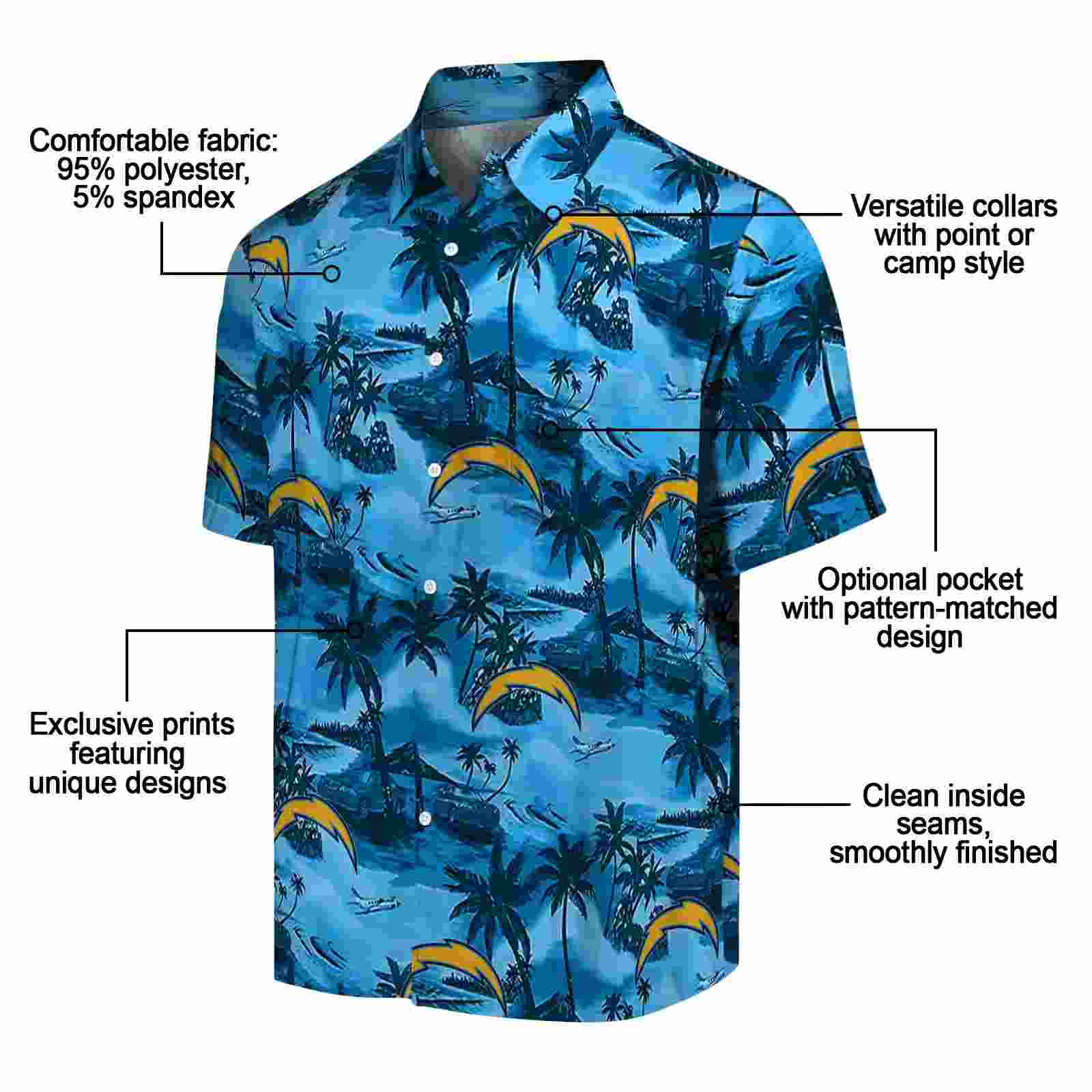 los angeles chargers coastal palms blue hawaiian shirt new arrival