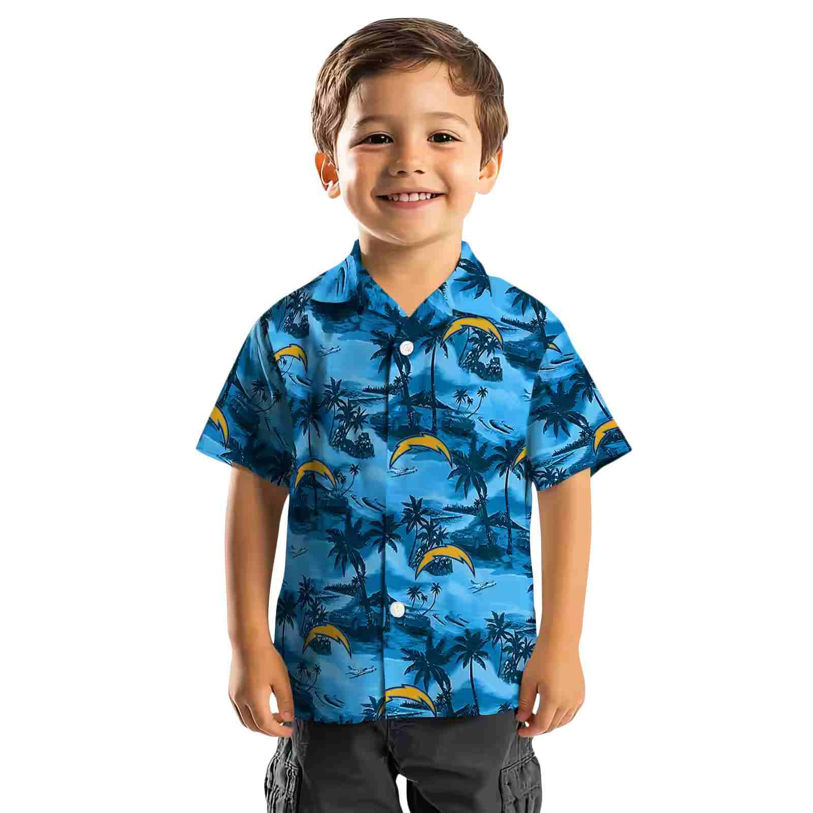 los angeles chargers coastal palms blue hawaiian shirt top rated