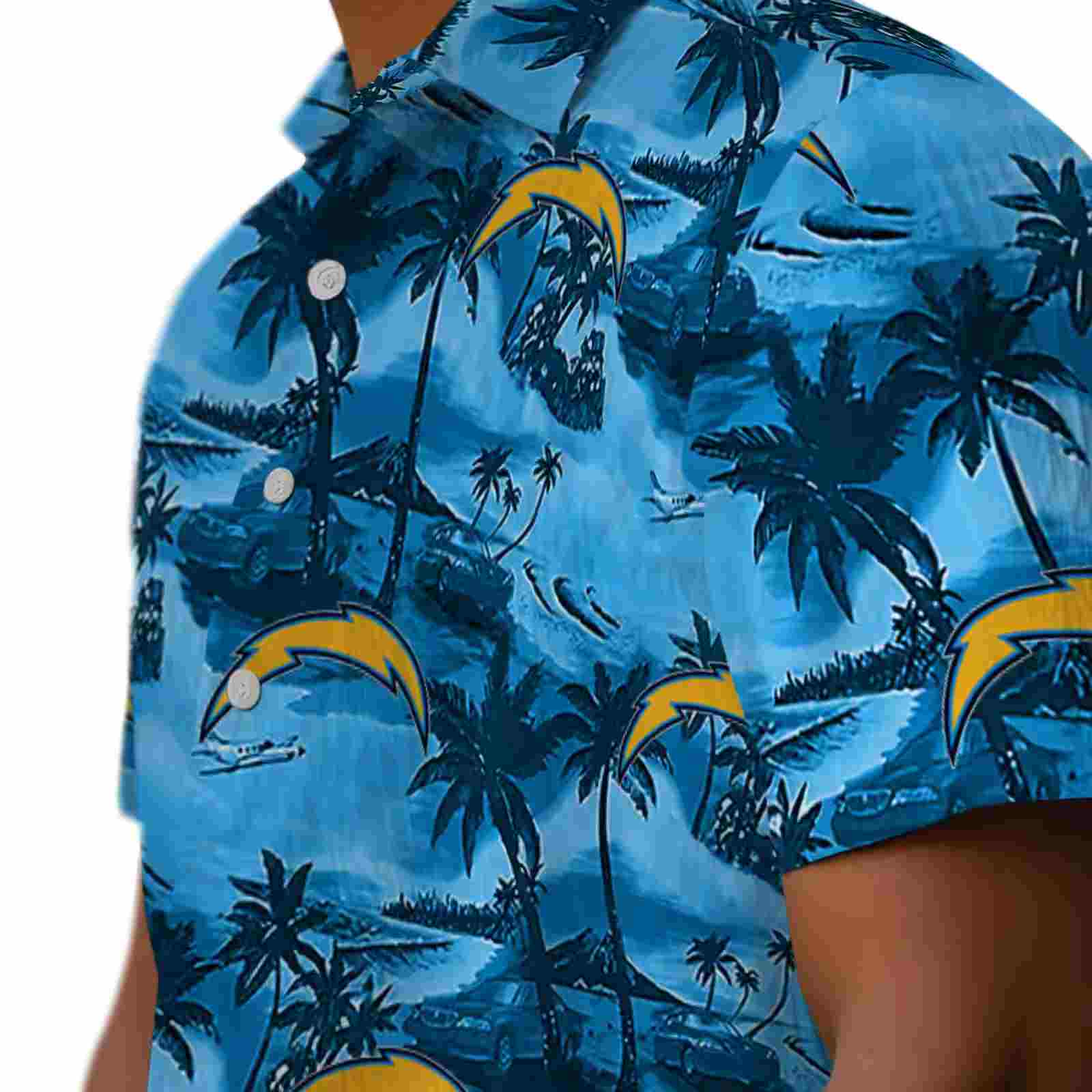 los angeles chargers coastal palms blue hawaiian shirt trendy