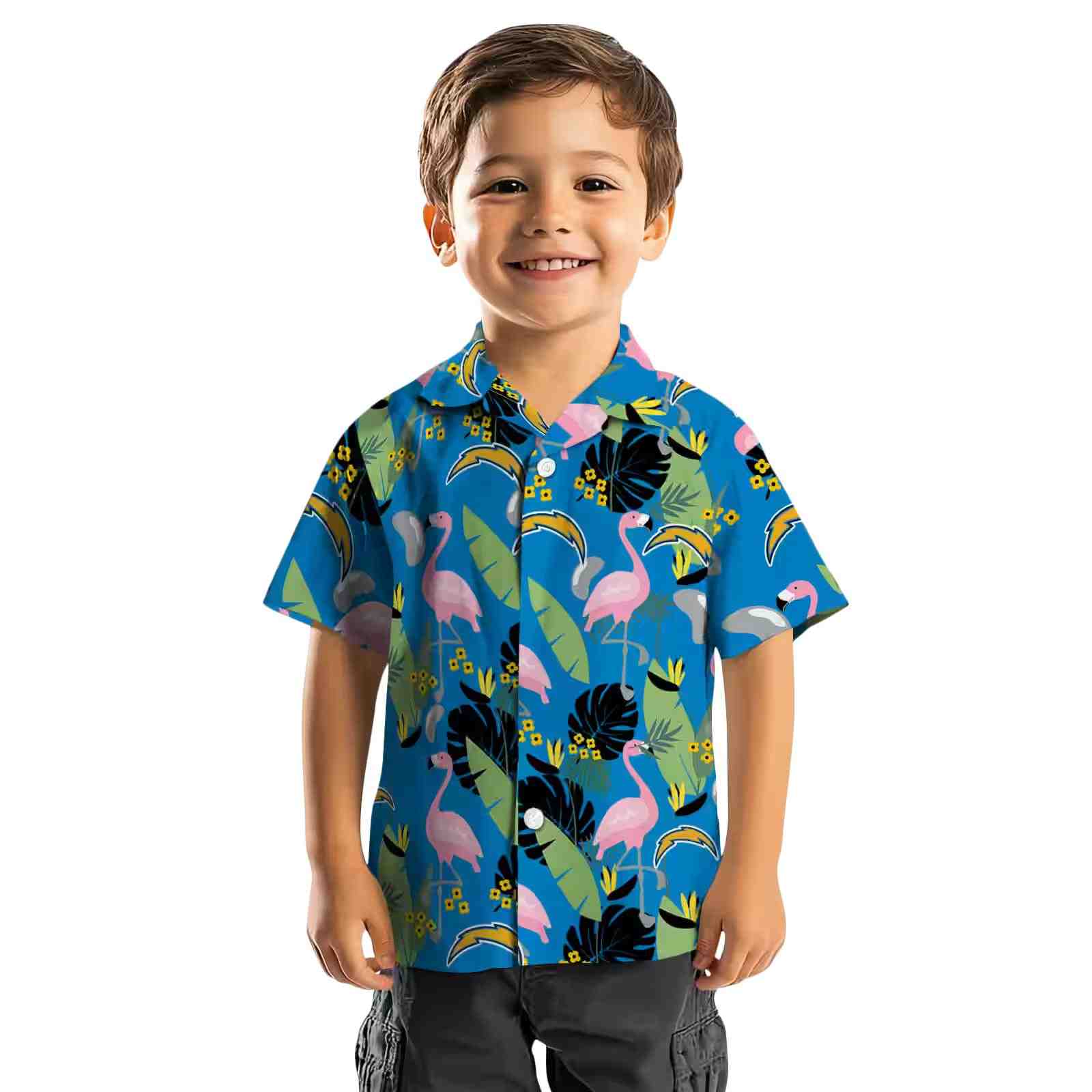 los angeles chargers flamingo leaves blue hawaiian shirt top rated