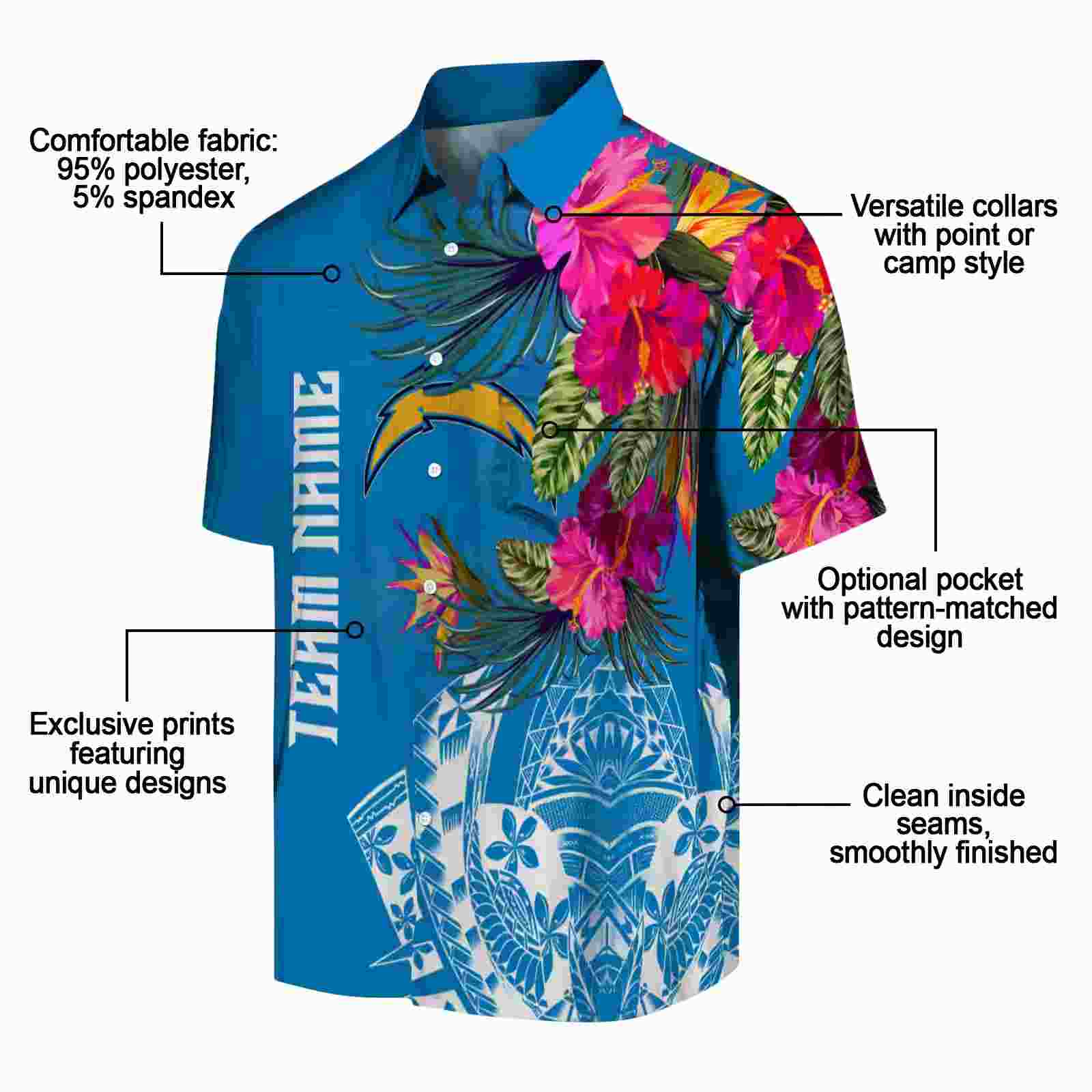 los angeles chargers floral polynesian blue hawaiian shirt new arrival