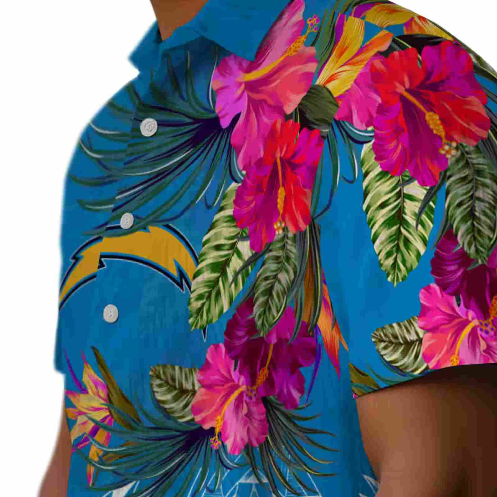 los angeles chargers floral polynesian blue hawaiian shirt trendy