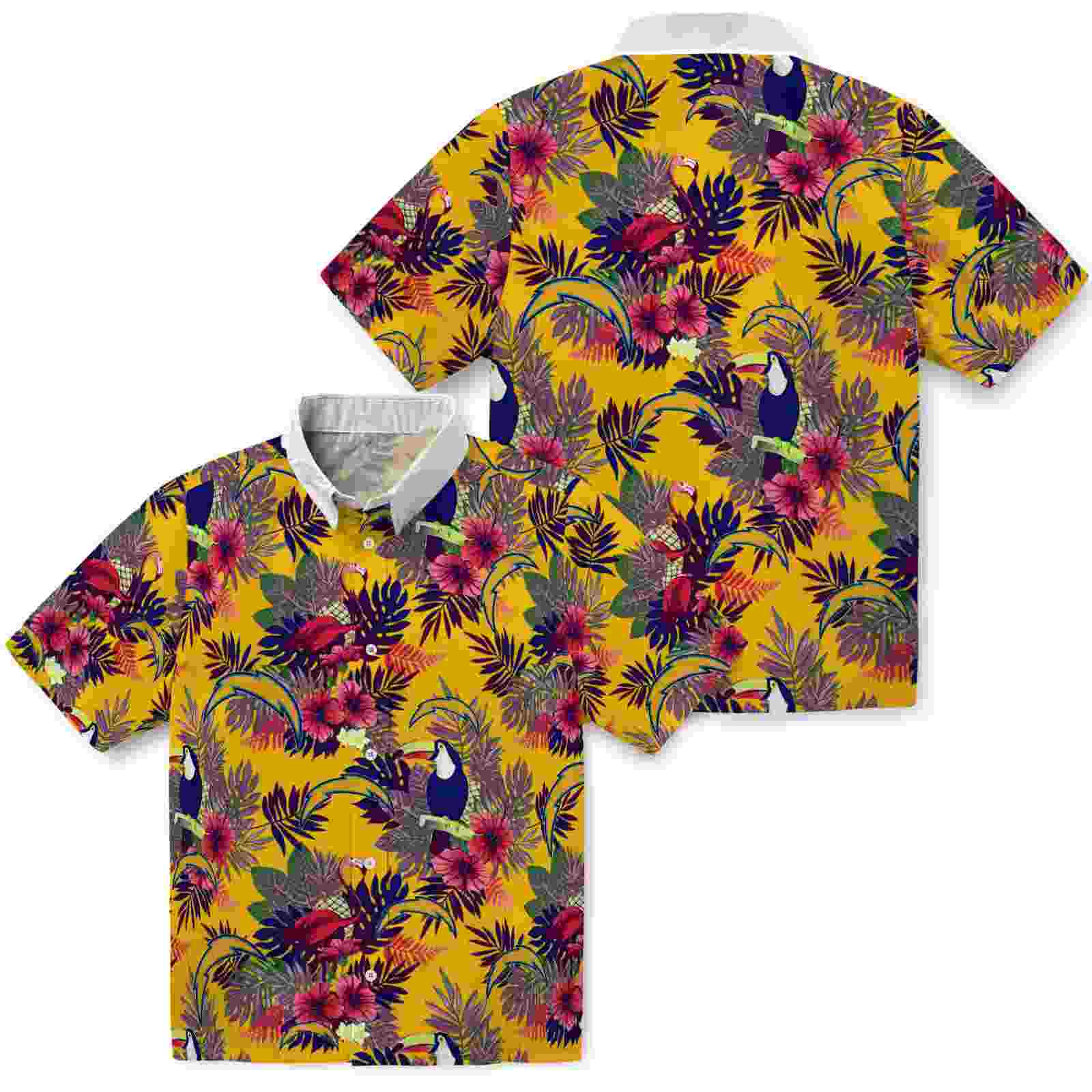 los angeles chargers floral toucan blue red hawaiian shirt high quality