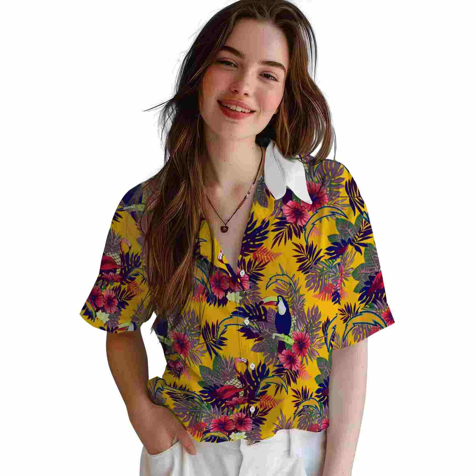 los angeles chargers floral toucan blue red hawaiian shirt latest model