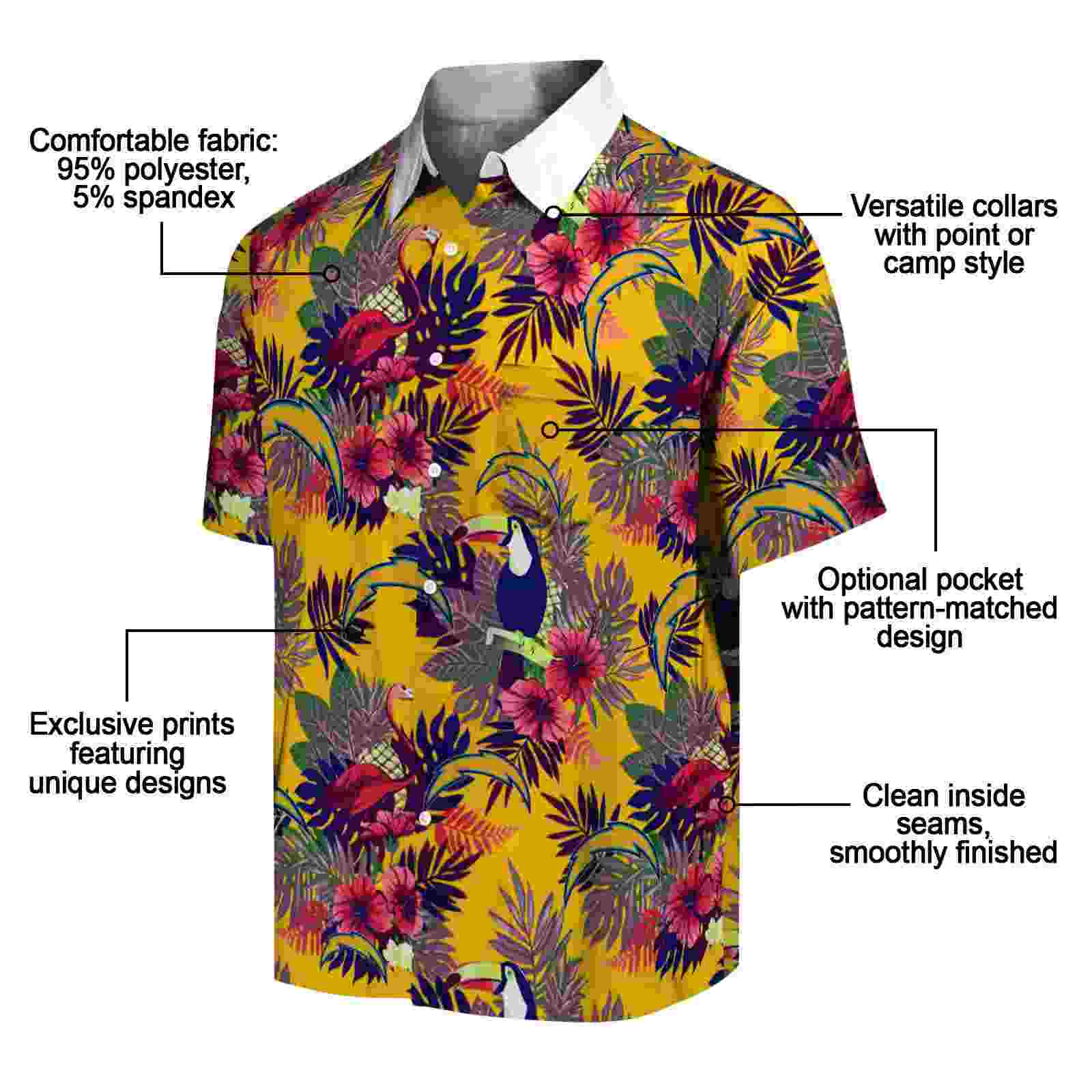 los angeles chargers floral toucan blue red hawaiian shirt new arrival