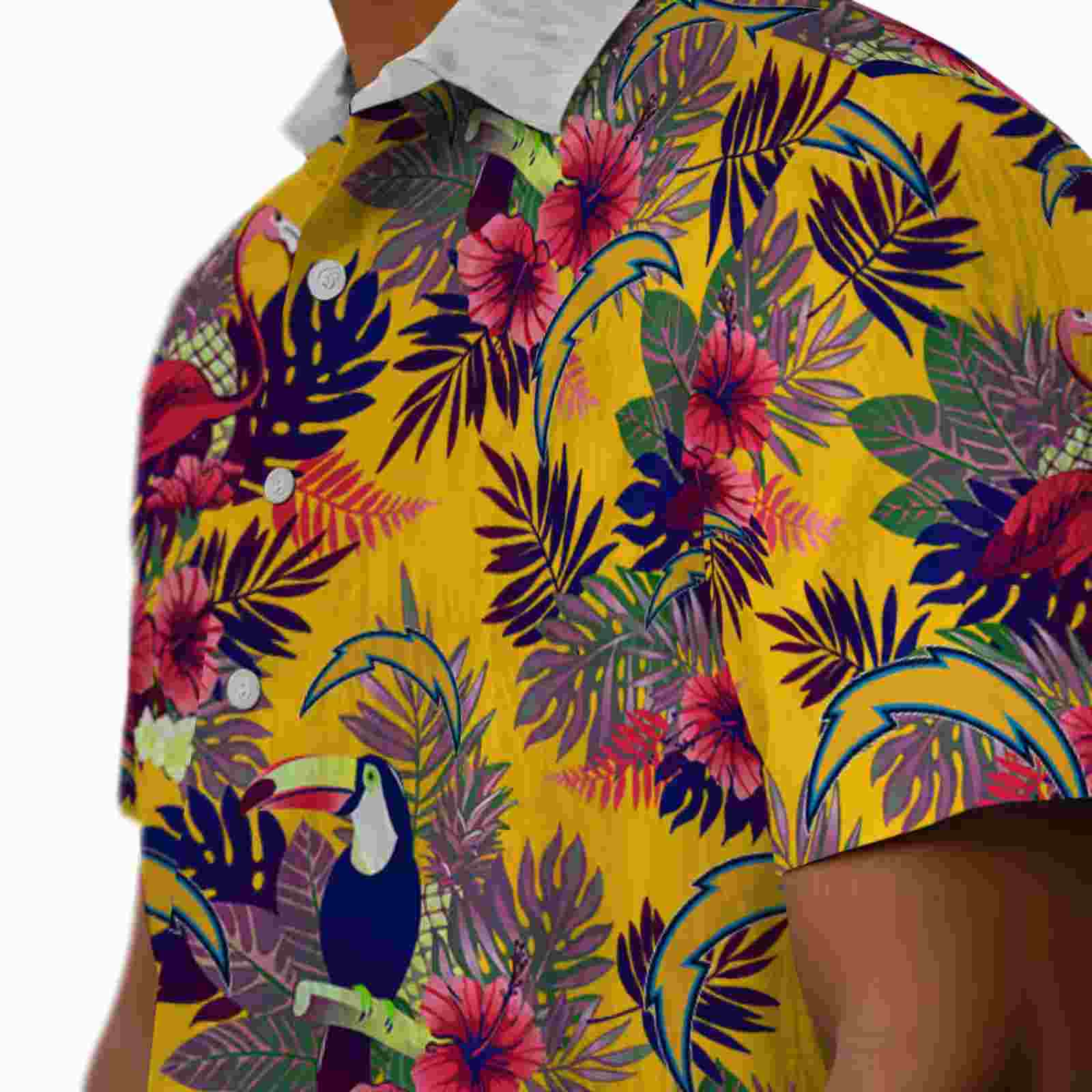 los angeles chargers floral toucan blue red hawaiian shirt trendy