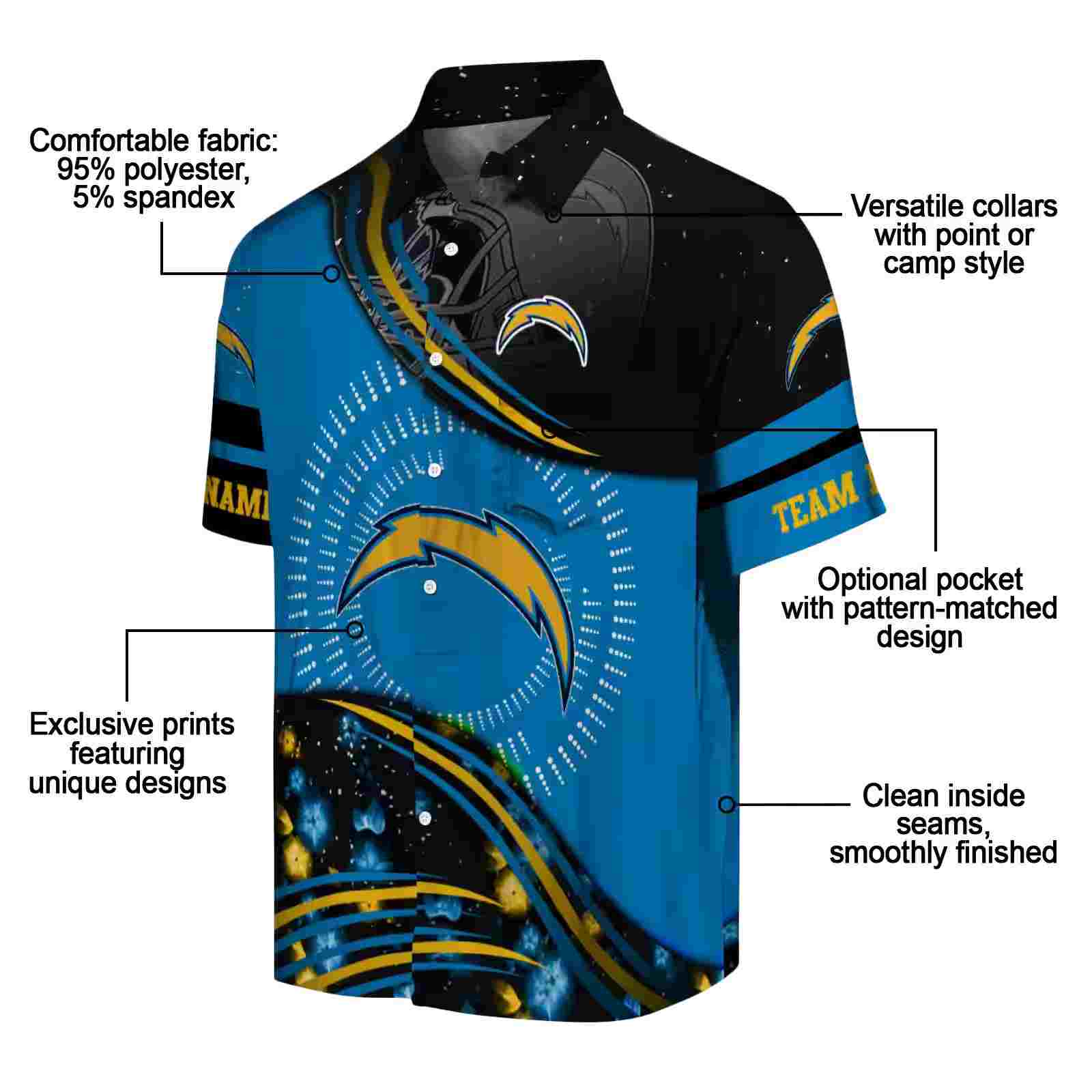 los angeles chargers football wave blue black hawaiian shirt new arrival