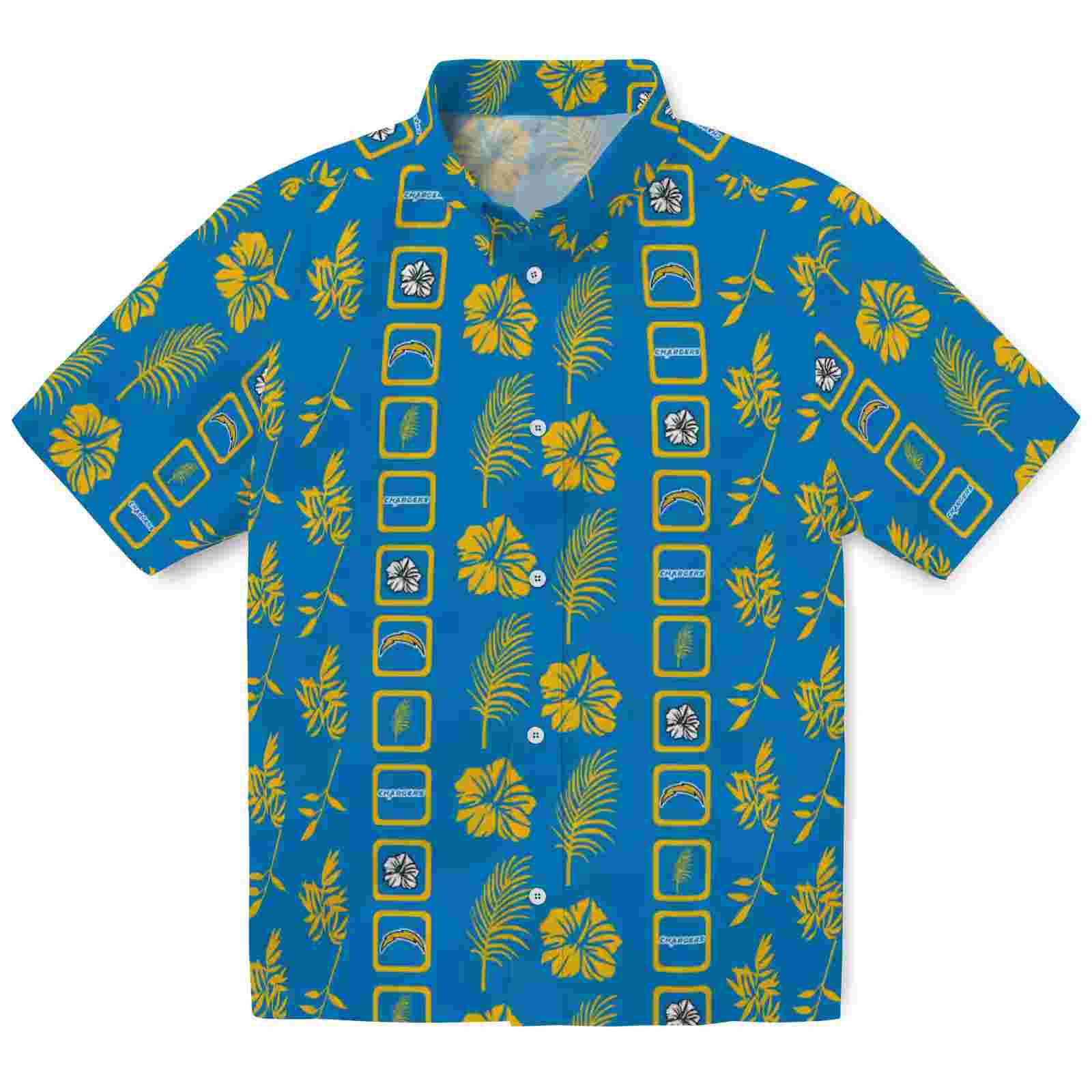 Los Angeles Chargers Framed Floral Blue Hawaiian Shirt