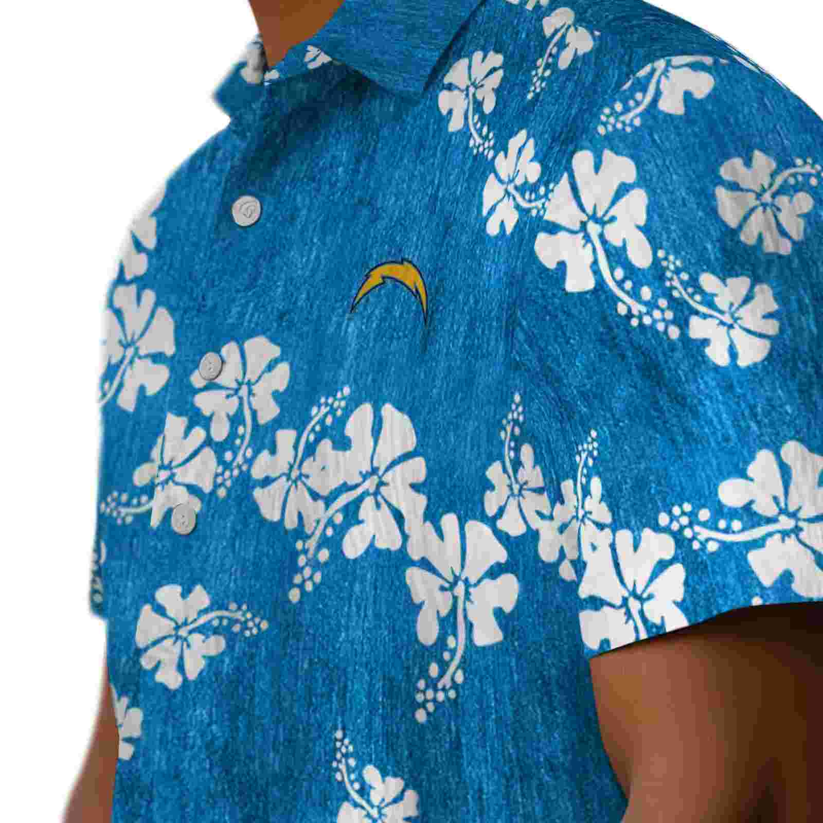 los angeles chargers hibiscus clusters blue hawaiian shirt trendy