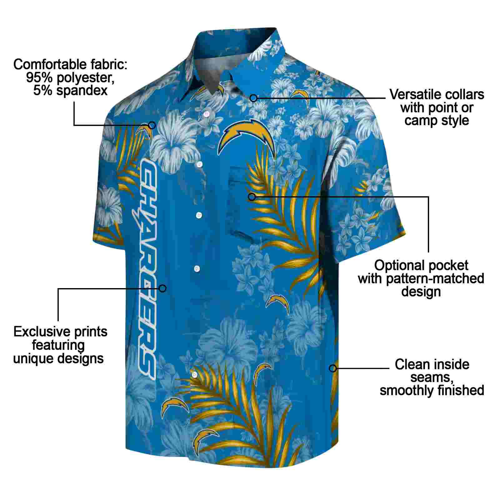 los angeles chargers hibiscus print blue hawaiian shirt new arrival