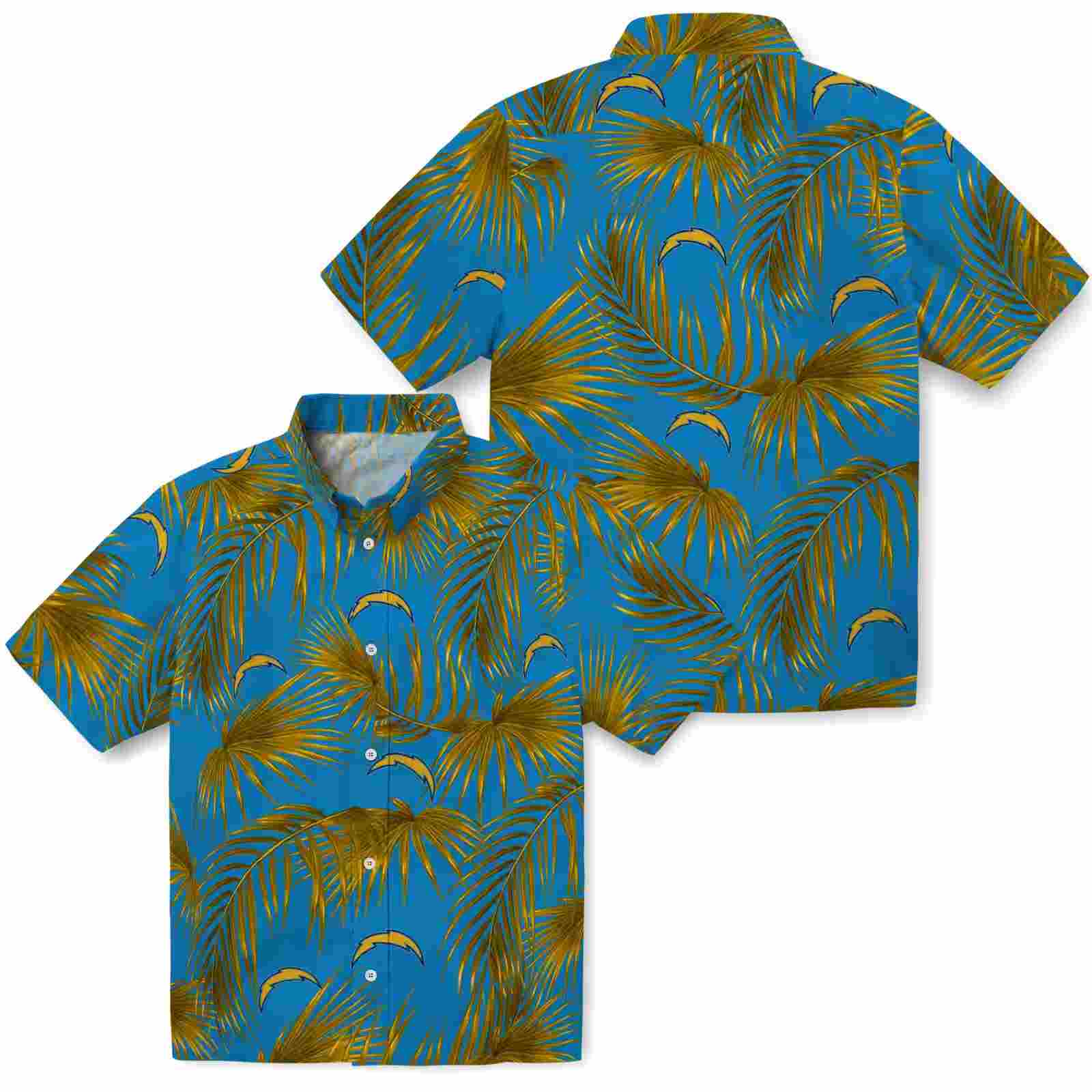 los angeles chargers leafy palms blue hawaiian shirt high quality