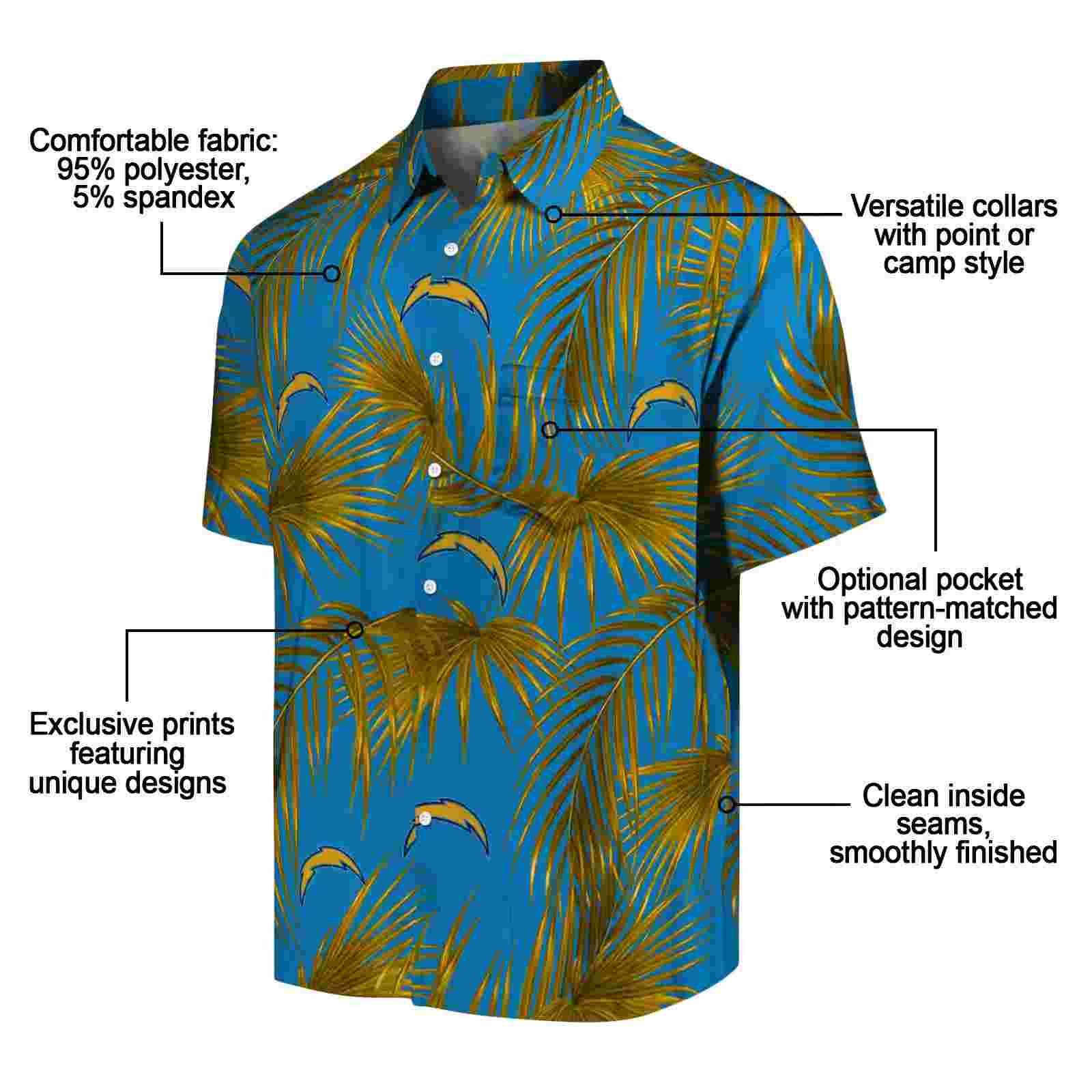 los angeles chargers leafy palms blue hawaiian shirt new arrival