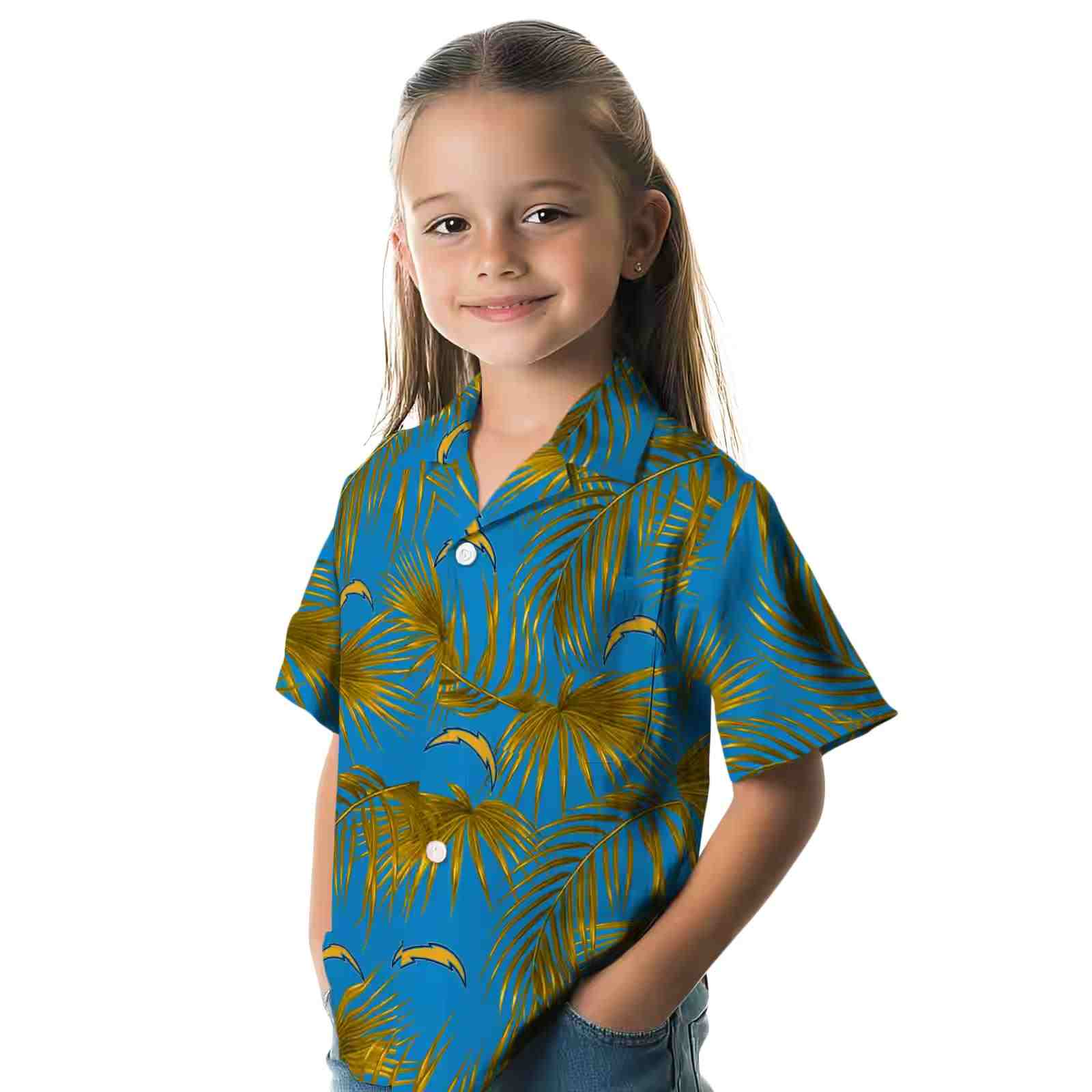 los angeles chargers leafy palms blue hawaiian shirt premium grade