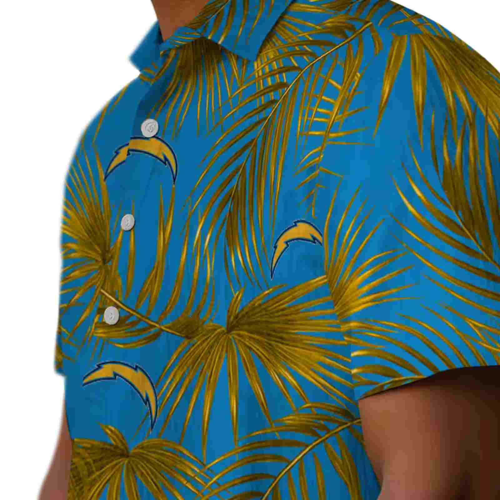 los angeles chargers leafy palms blue hawaiian shirt trendy