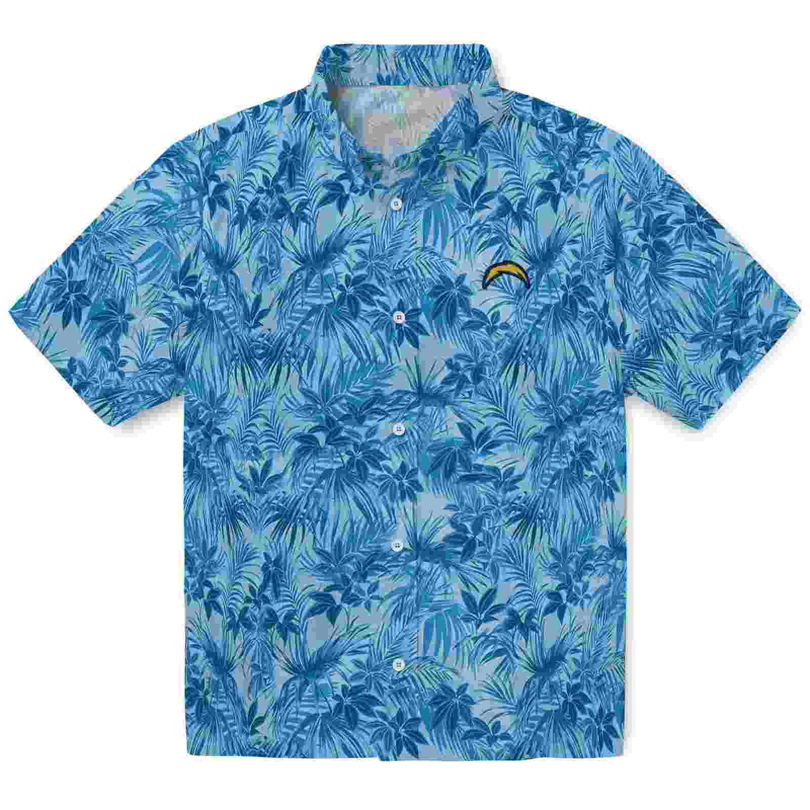 los angeles chargers leafy pattern blue hawaiian shirt best selling