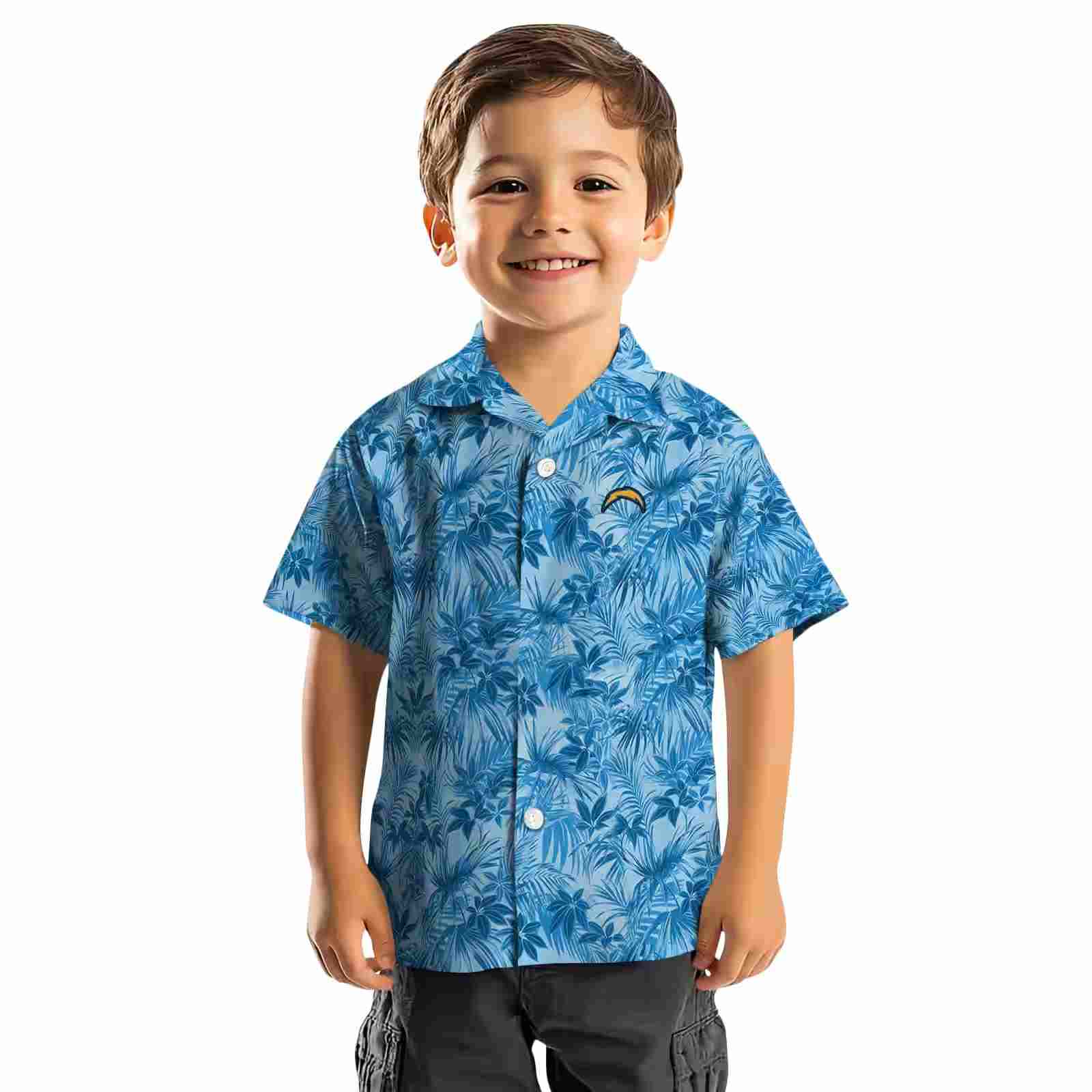 los angeles chargers leafy pattern blue hawaiian shirt top rated