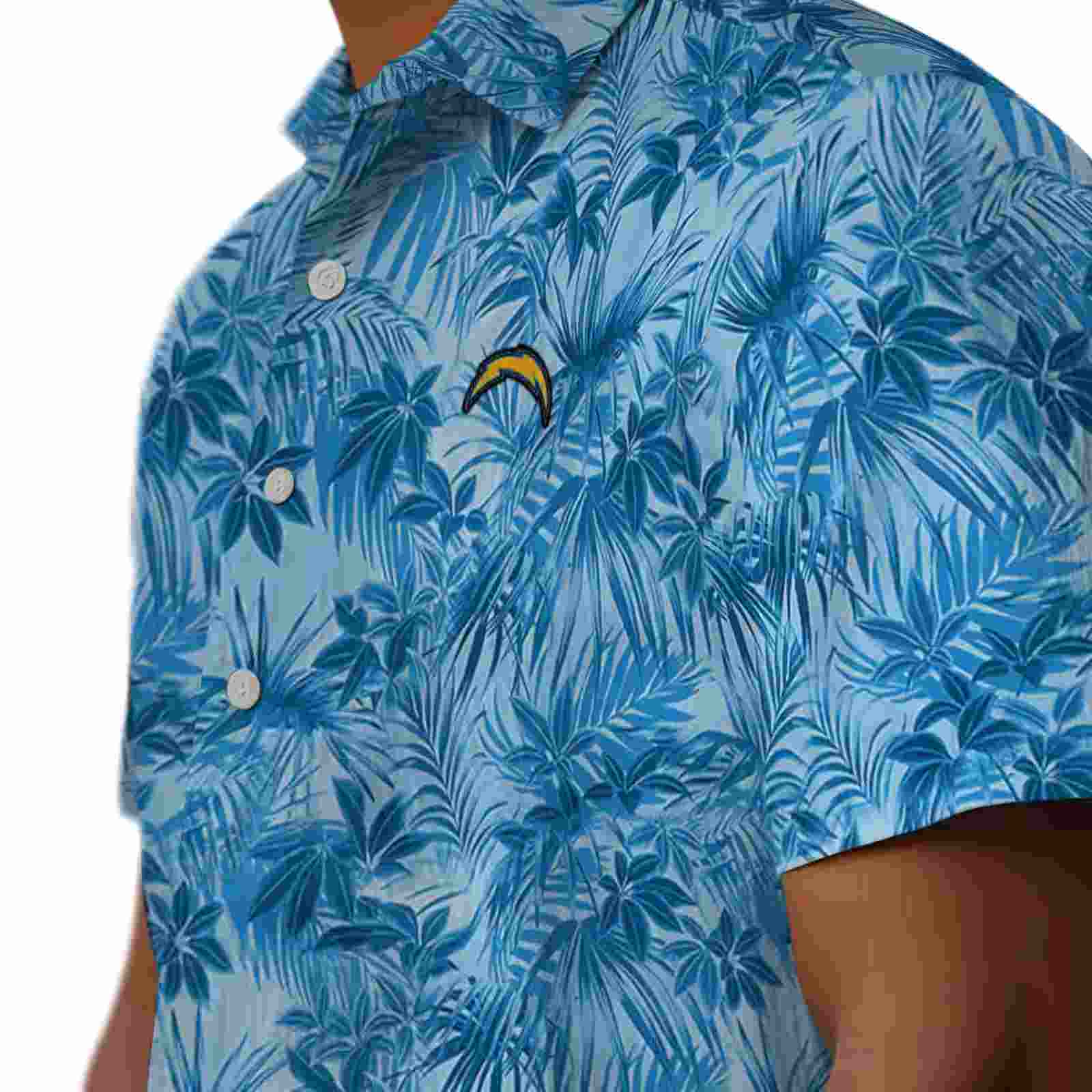 los angeles chargers leafy pattern blue hawaiian shirt trendy