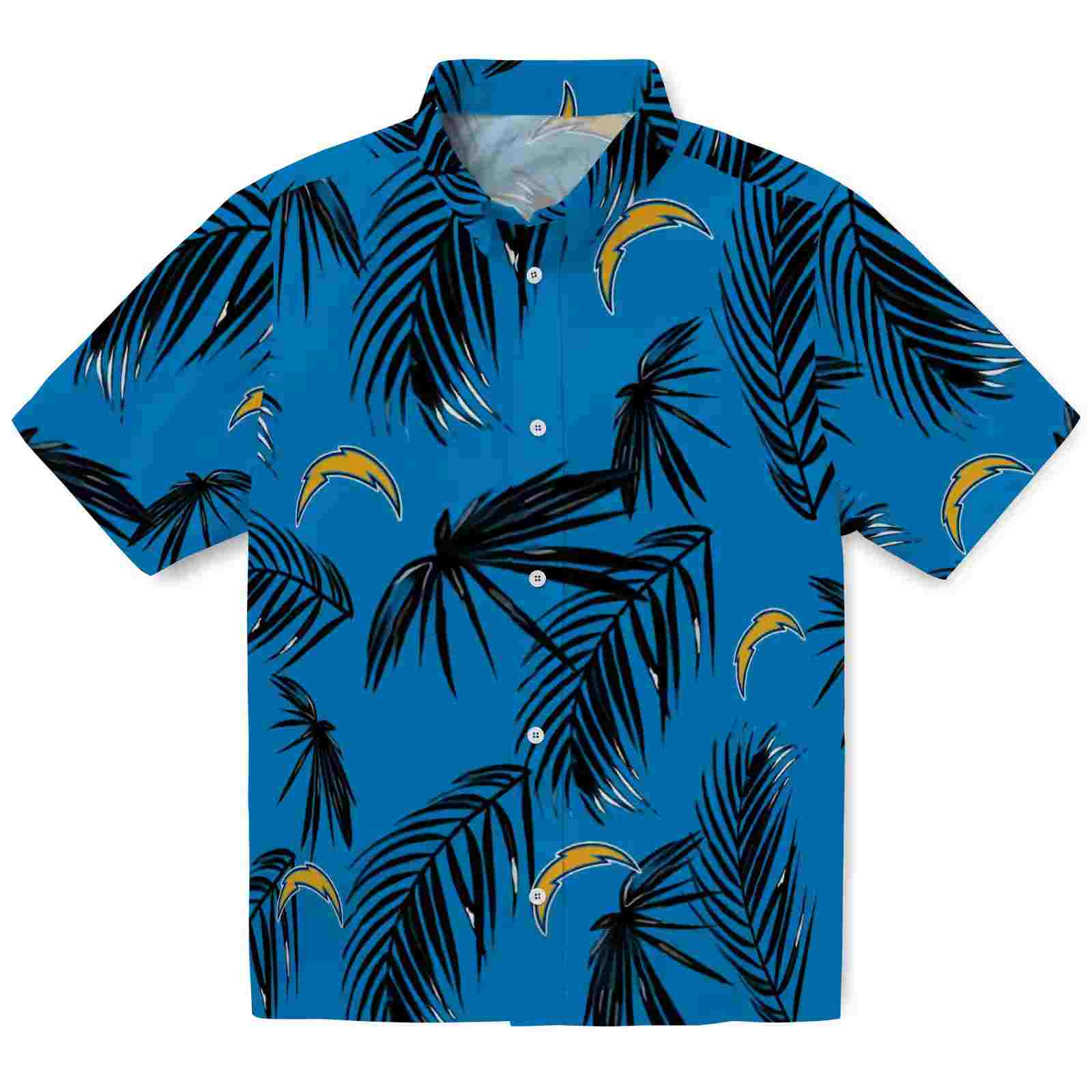 Los Angeles Chargers Palm Leaf Blue Hawaiian Shirt