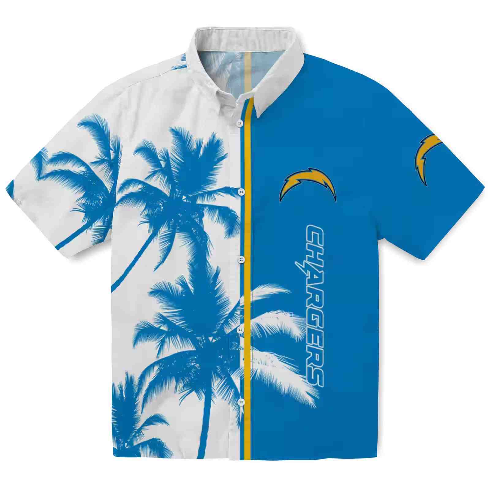 los angeles chargers palm trees blue white hawaiian shirt best selling