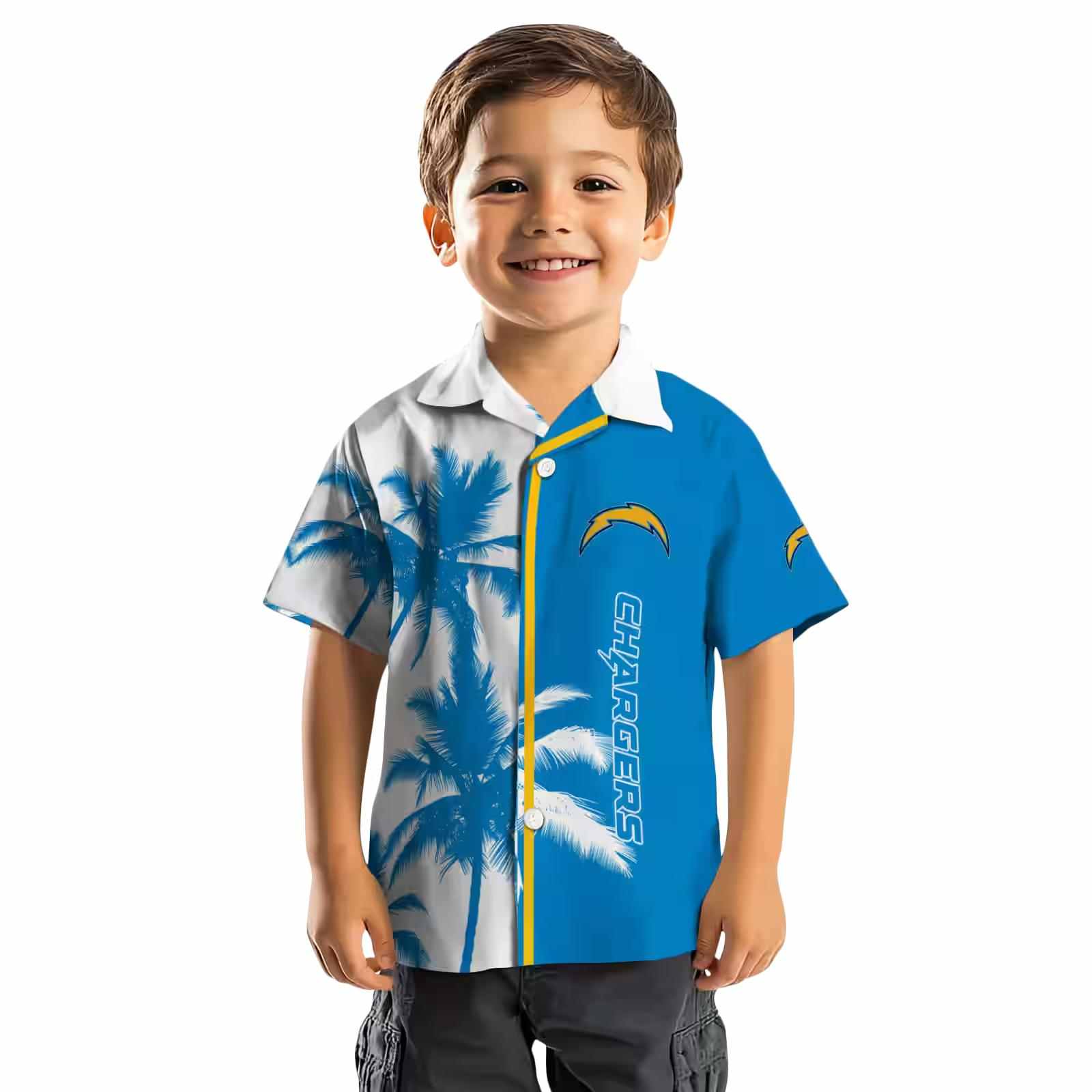 los angeles chargers palm trees blue white hawaiian shirt top rated