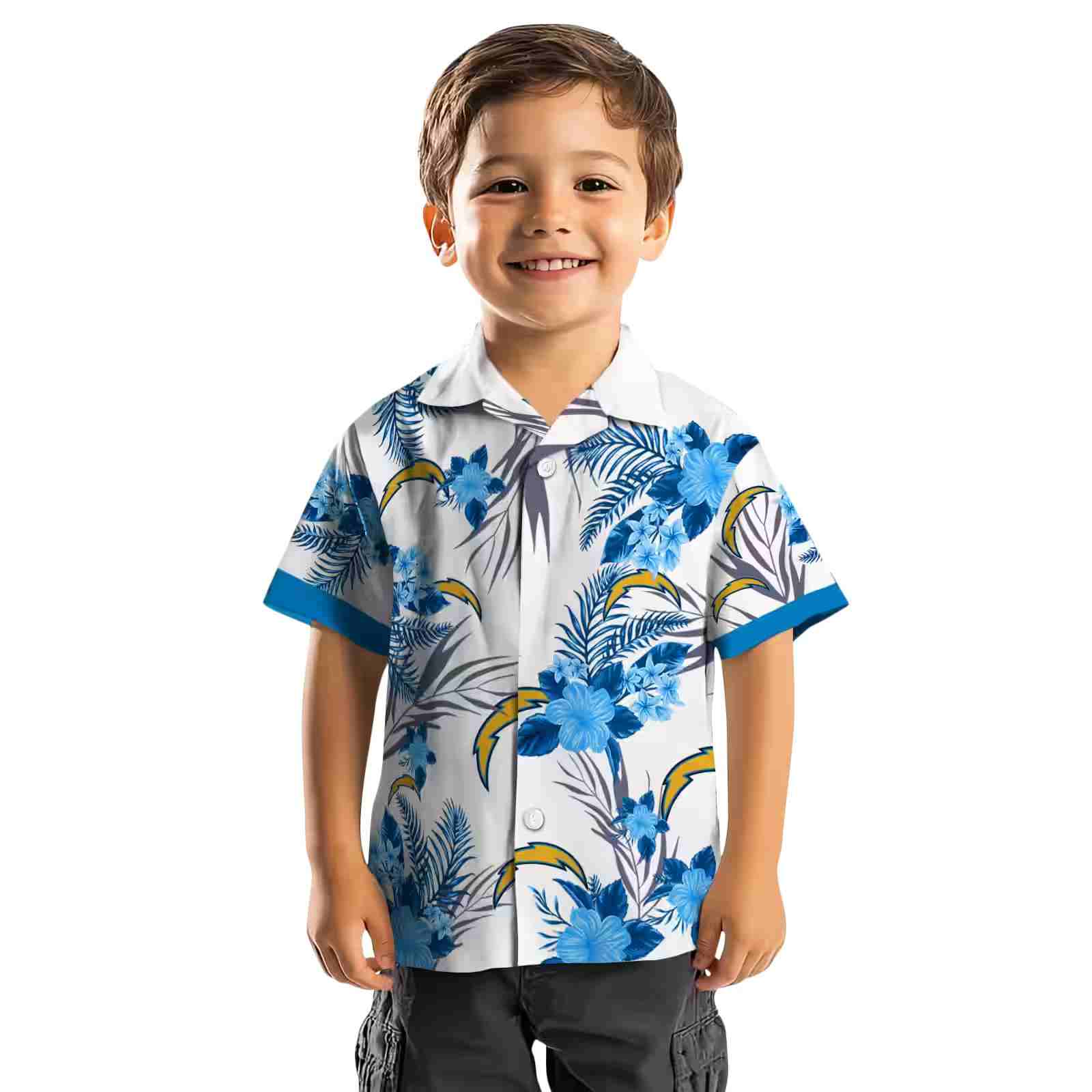 los angeles chargers patriotic hibiscus design blue white hawaiian shirt top rated