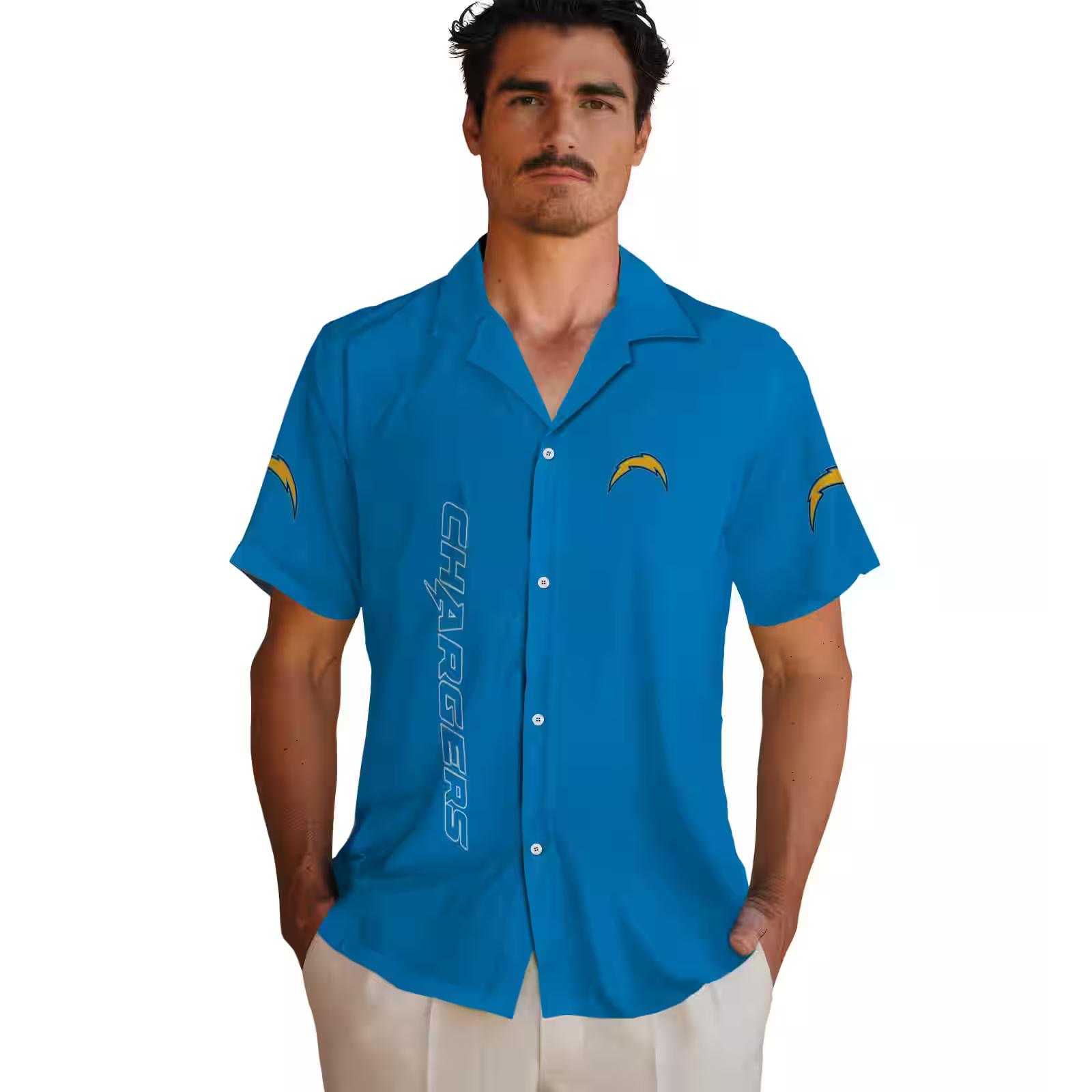 los angeles chargers stuart minion blue hawaiian shirt fashion forward