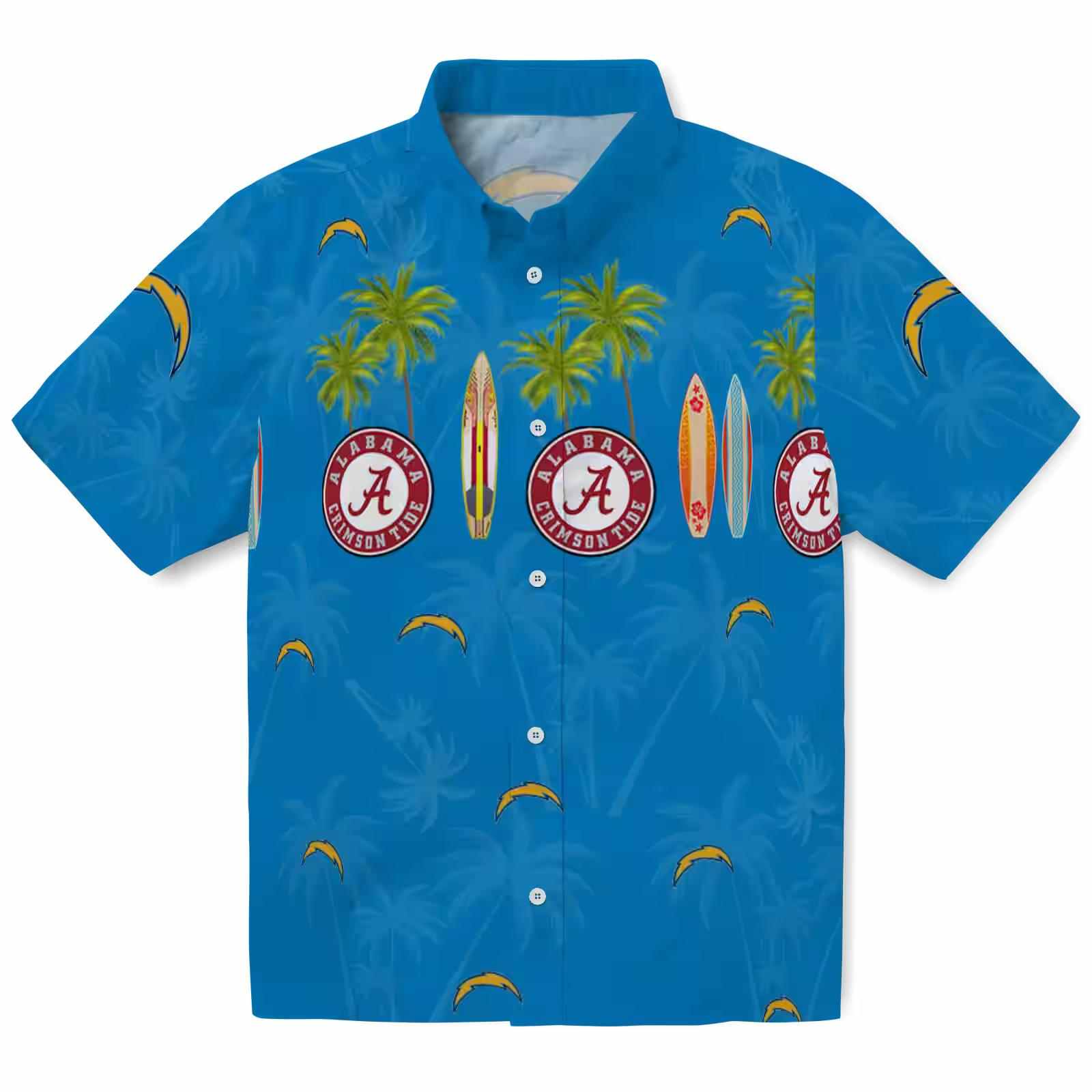 Los Angeles Chargers Surfboard Palm Blue Hawaiian Shirt