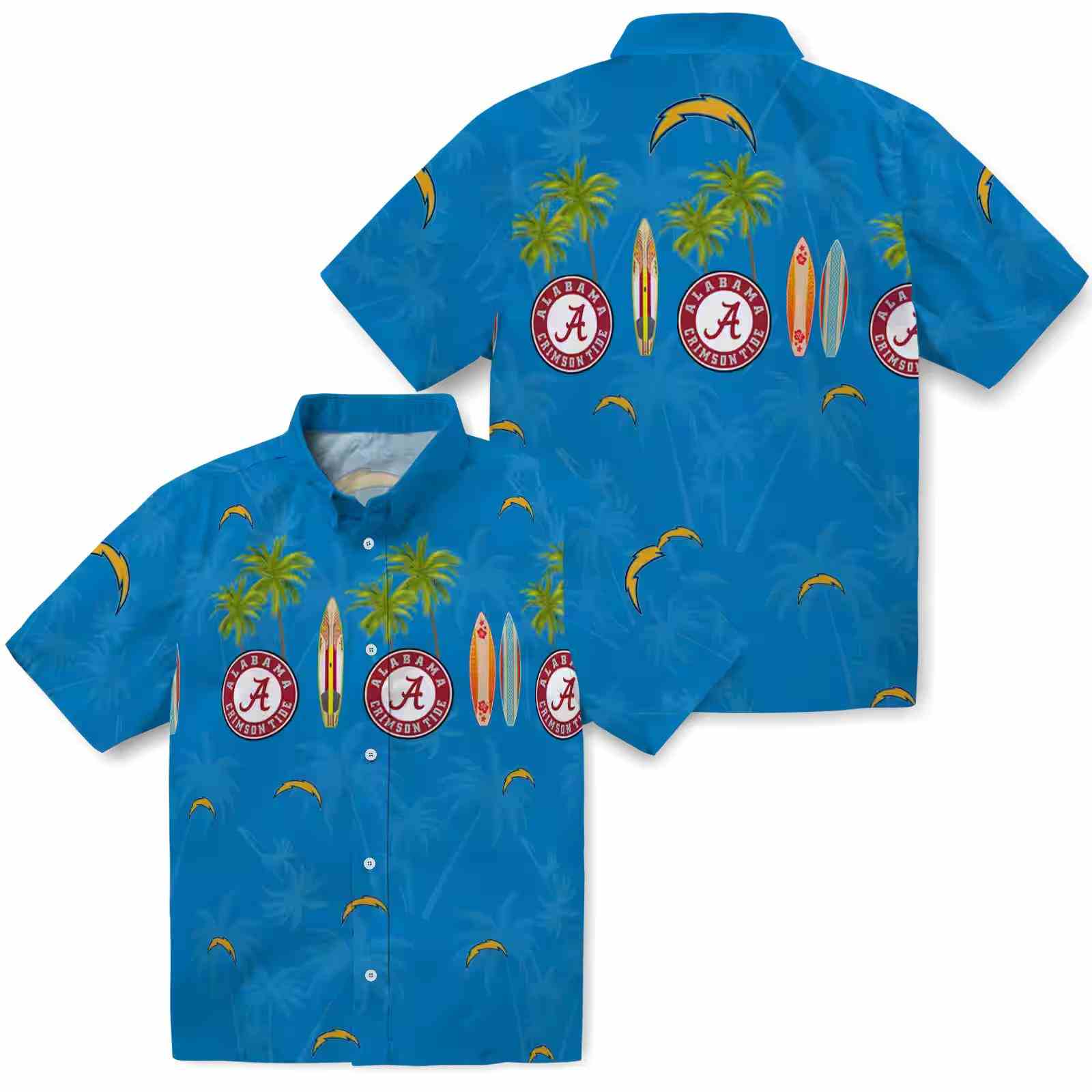 los angeles chargers surfboard palm blue hawaiian shirt high quality