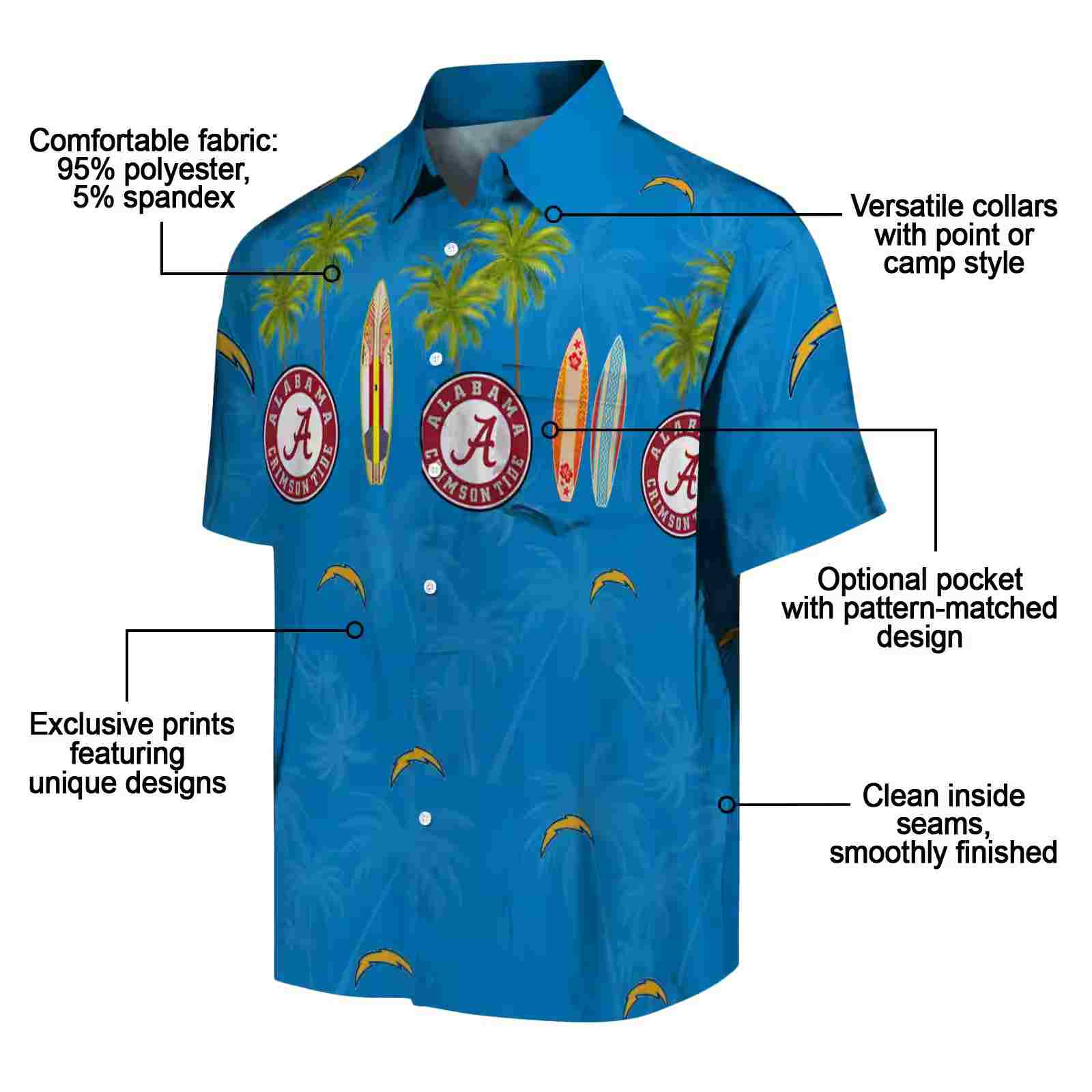 los angeles chargers surfboard palm blue hawaiian shirt new arrival