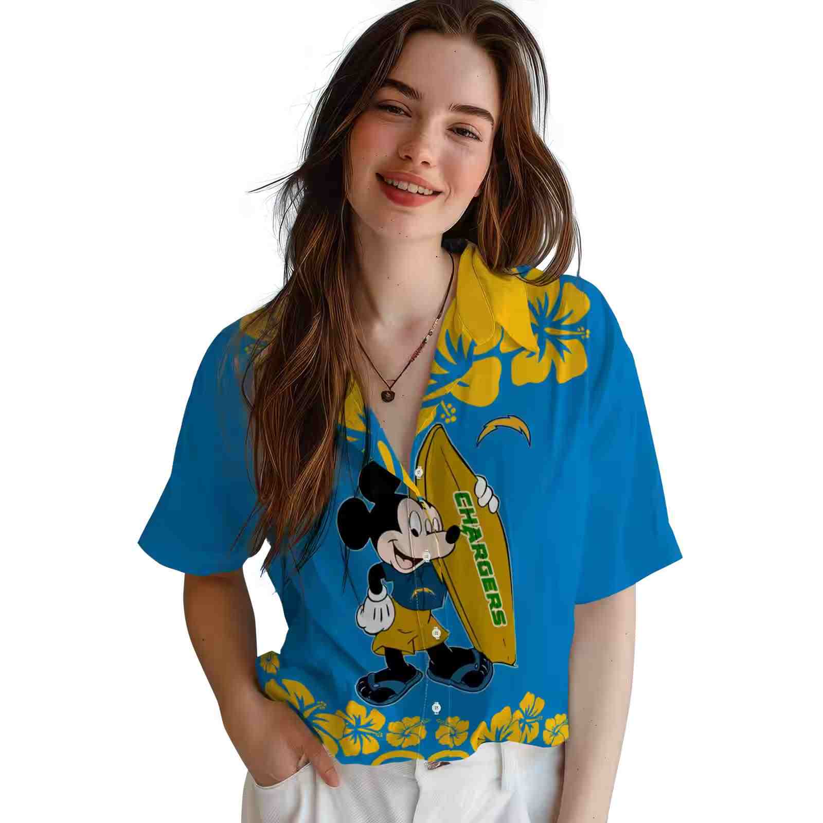 los angeles chargers surfing mickey blue hawaiian shirt latest model