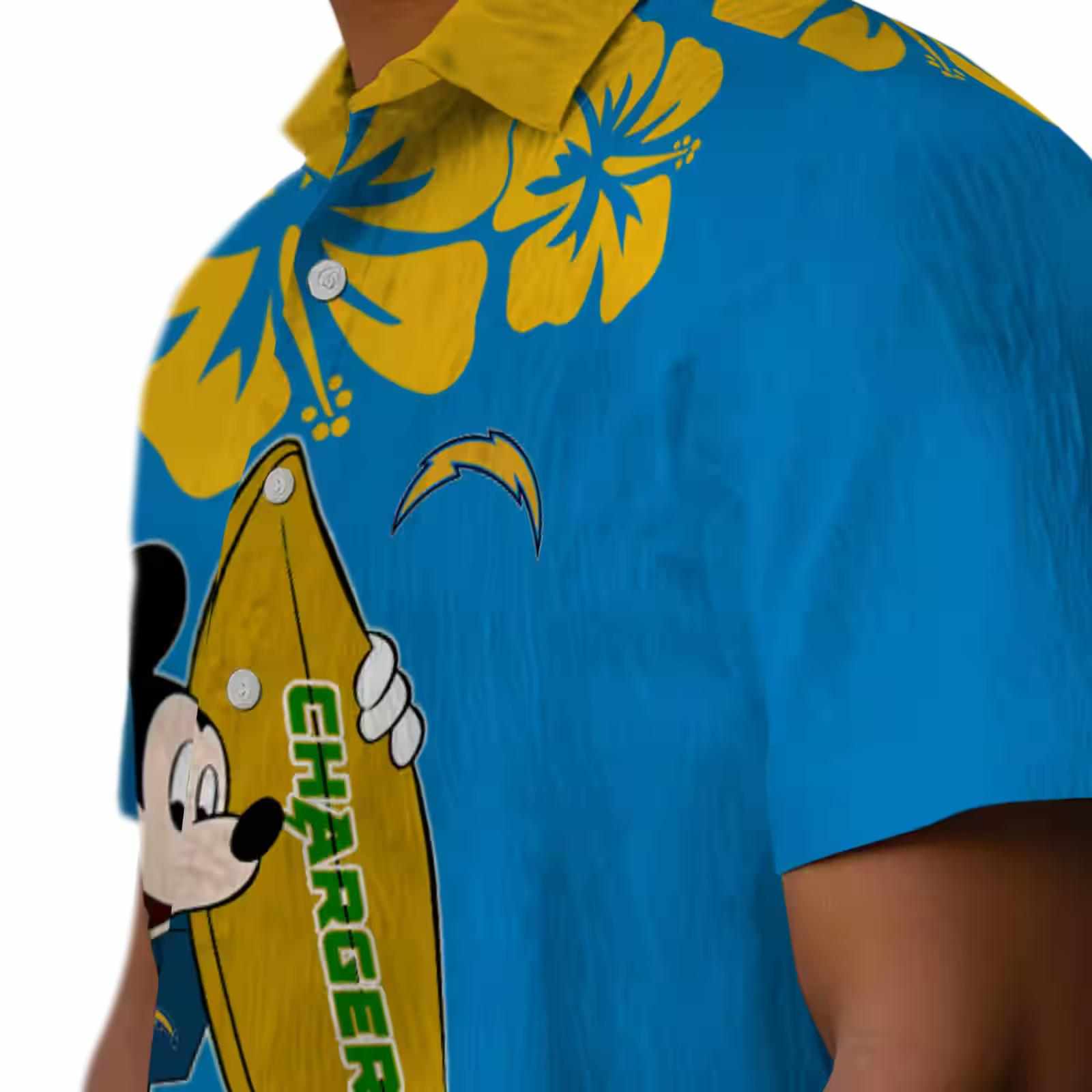 los angeles chargers surfing mickey blue hawaiian shirt trendy